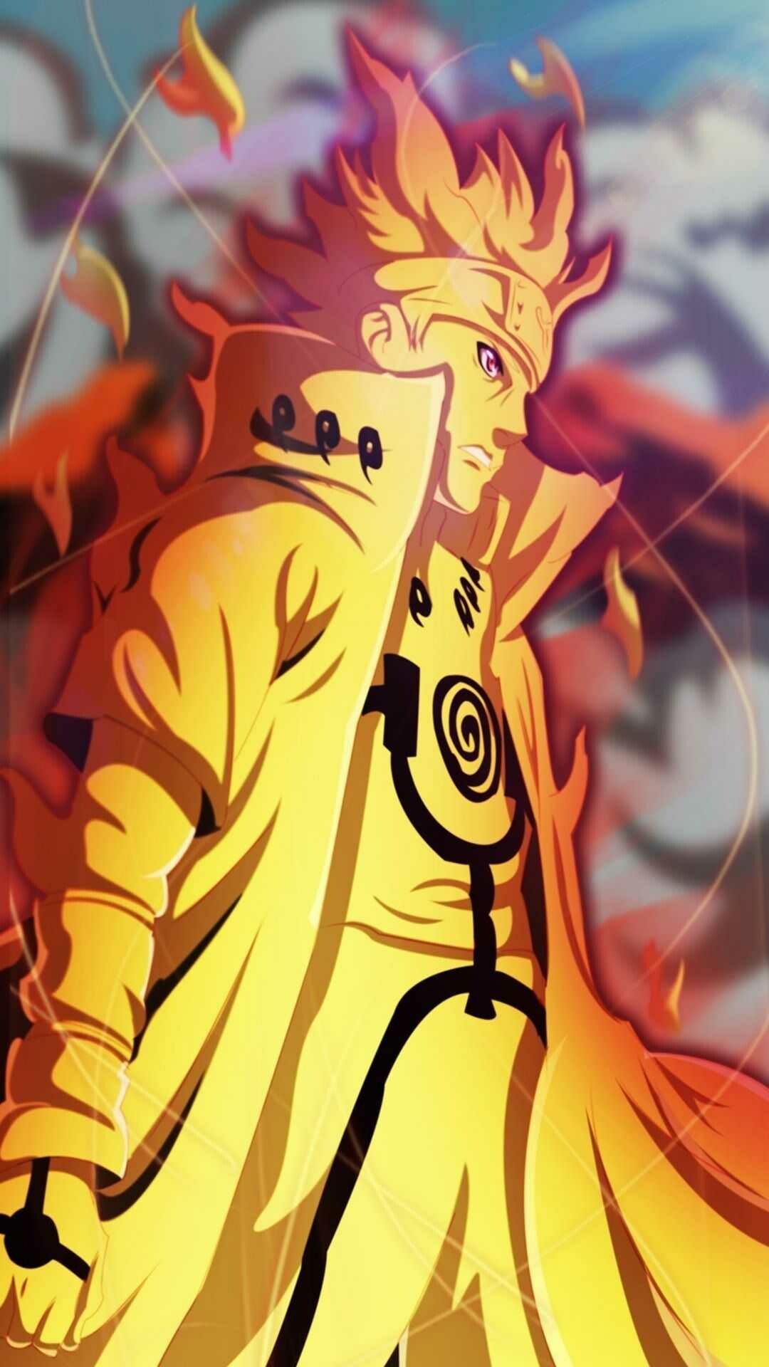 Nine-Tails Chakra Mode, Naruto Wallpaper, 1080x1920 Full HD Phone