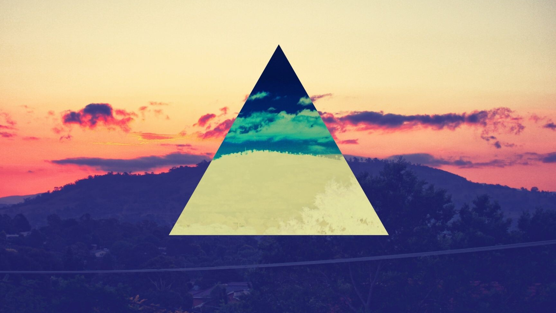 Triangle, Inverted sunset, Colorful wallpaper, Hipster art, 1920x1080 Full HD Desktop