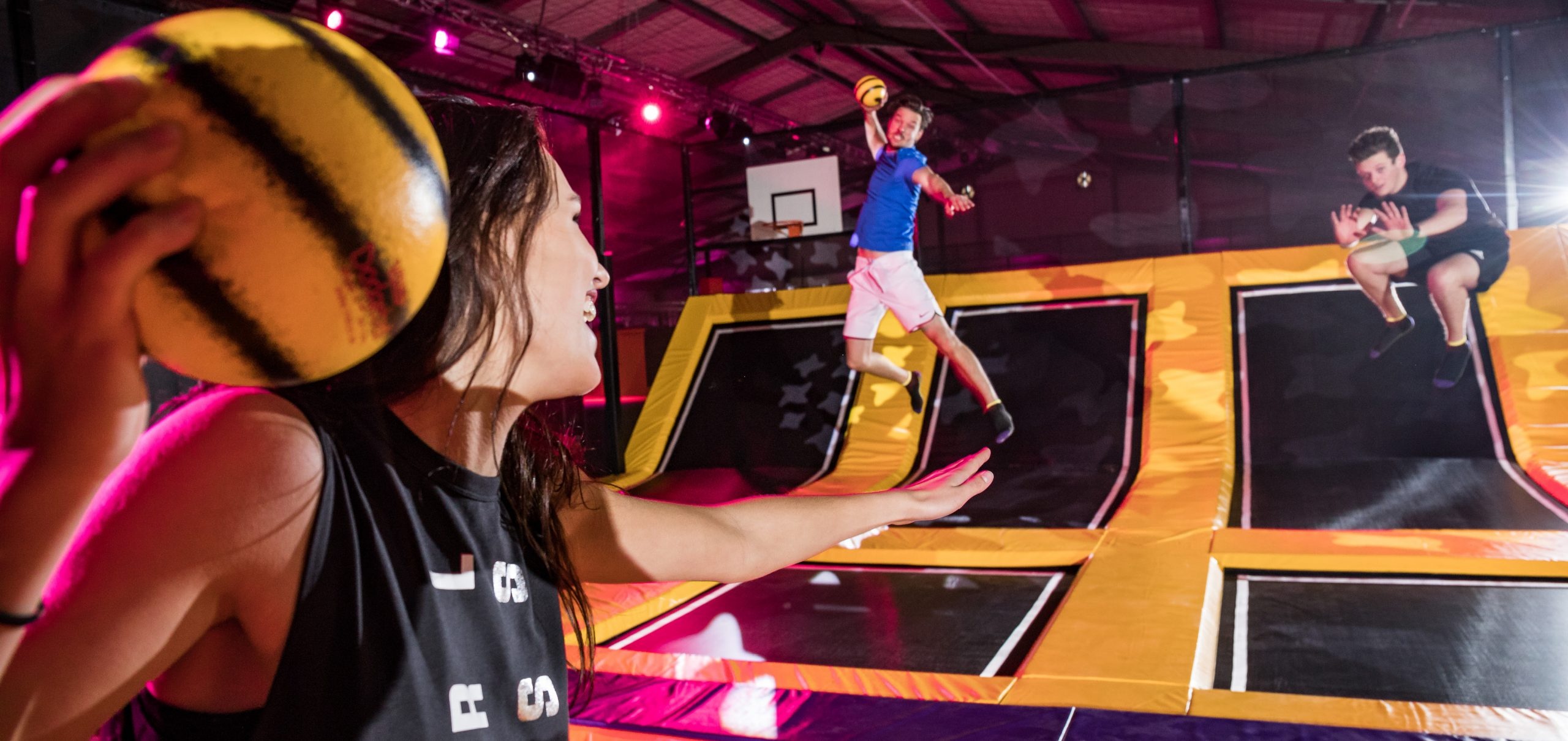 Trampoline park, Dodgeball Wallpaper, 2560x1220 Dual Screen Desktop