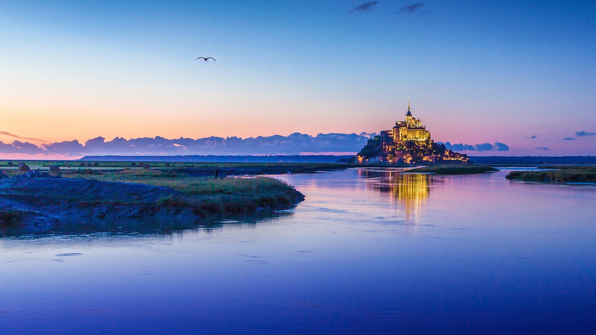 Mont Saint Michel, Travels, Nature, Sunset, 1920x1080 Full HD Desktop