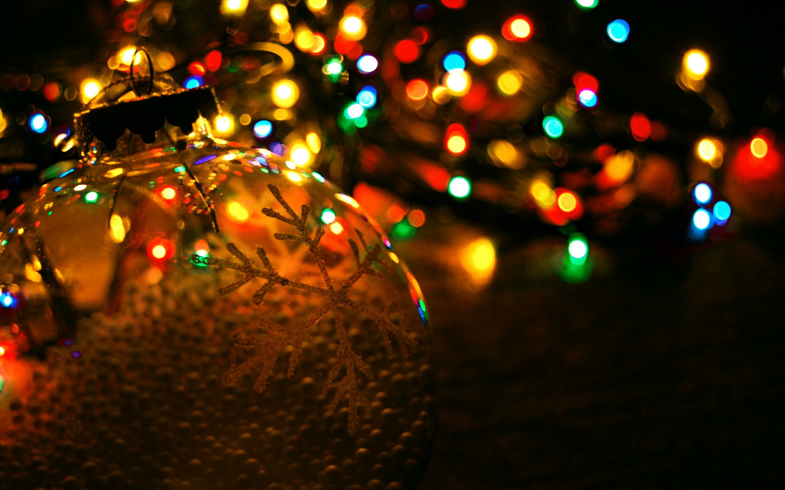 New year balls, Fairy lights, Festive holidays, Glowing illuminations, 2560x1600 HD Desktop