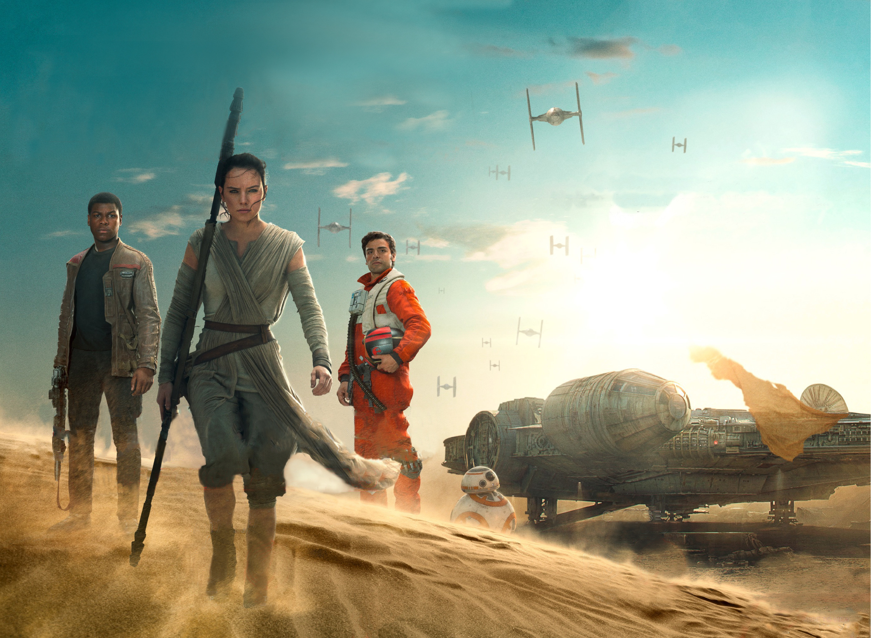 Rey, Poe Dameron and BB-8, Finn (Star Wars) Wallpaper, 2800x2050 HD Desktop