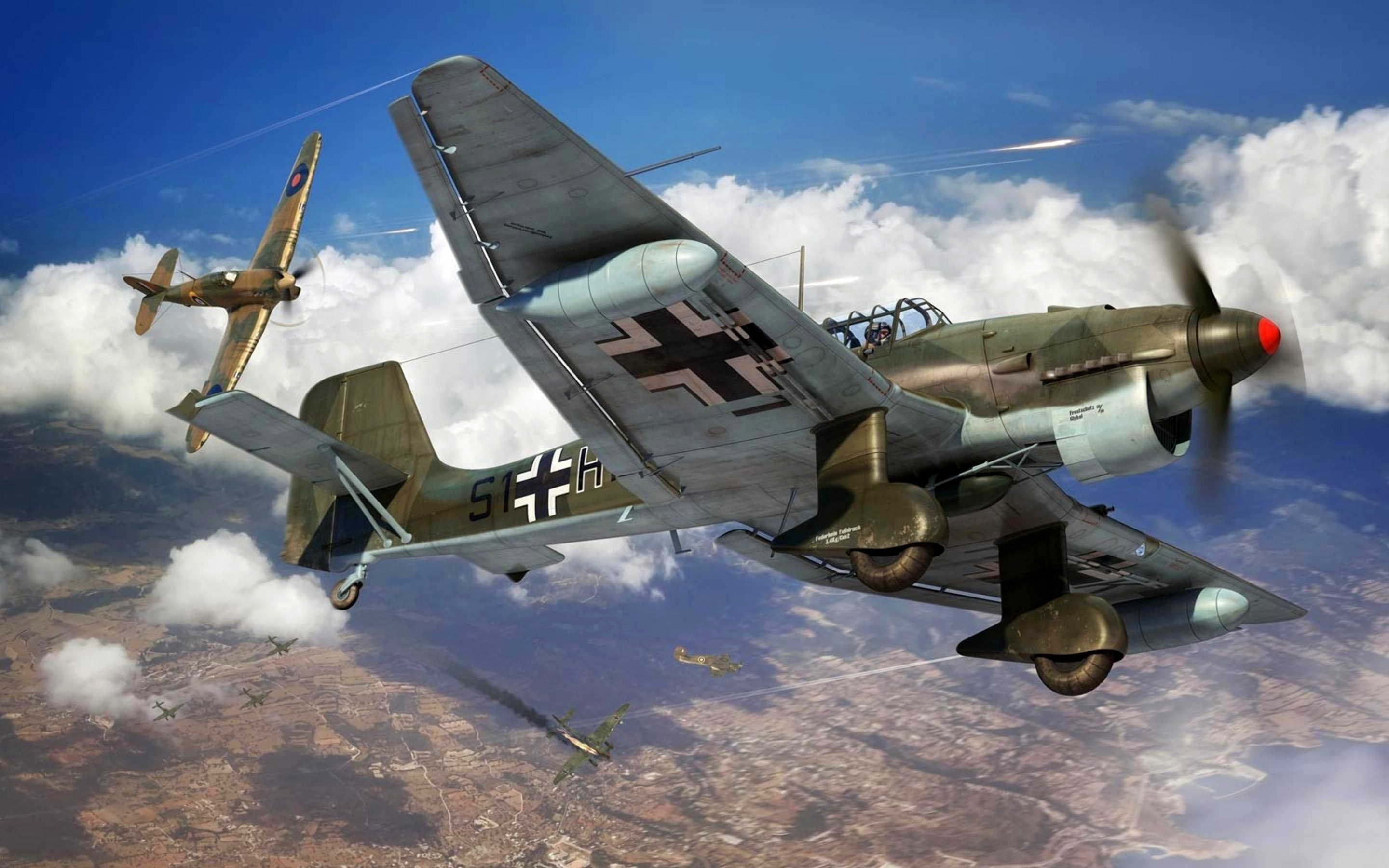 Junkers Airplane, Ju 87 Stuka, Luftwaffe, German military aircraft, 2880x1800 HD Desktop