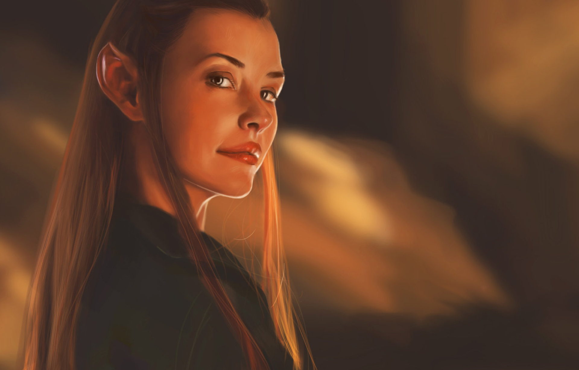 Haotian Zhou, Tauriel portrait, Detailed artwork, Artistic, 1920x1230 HD Desktop