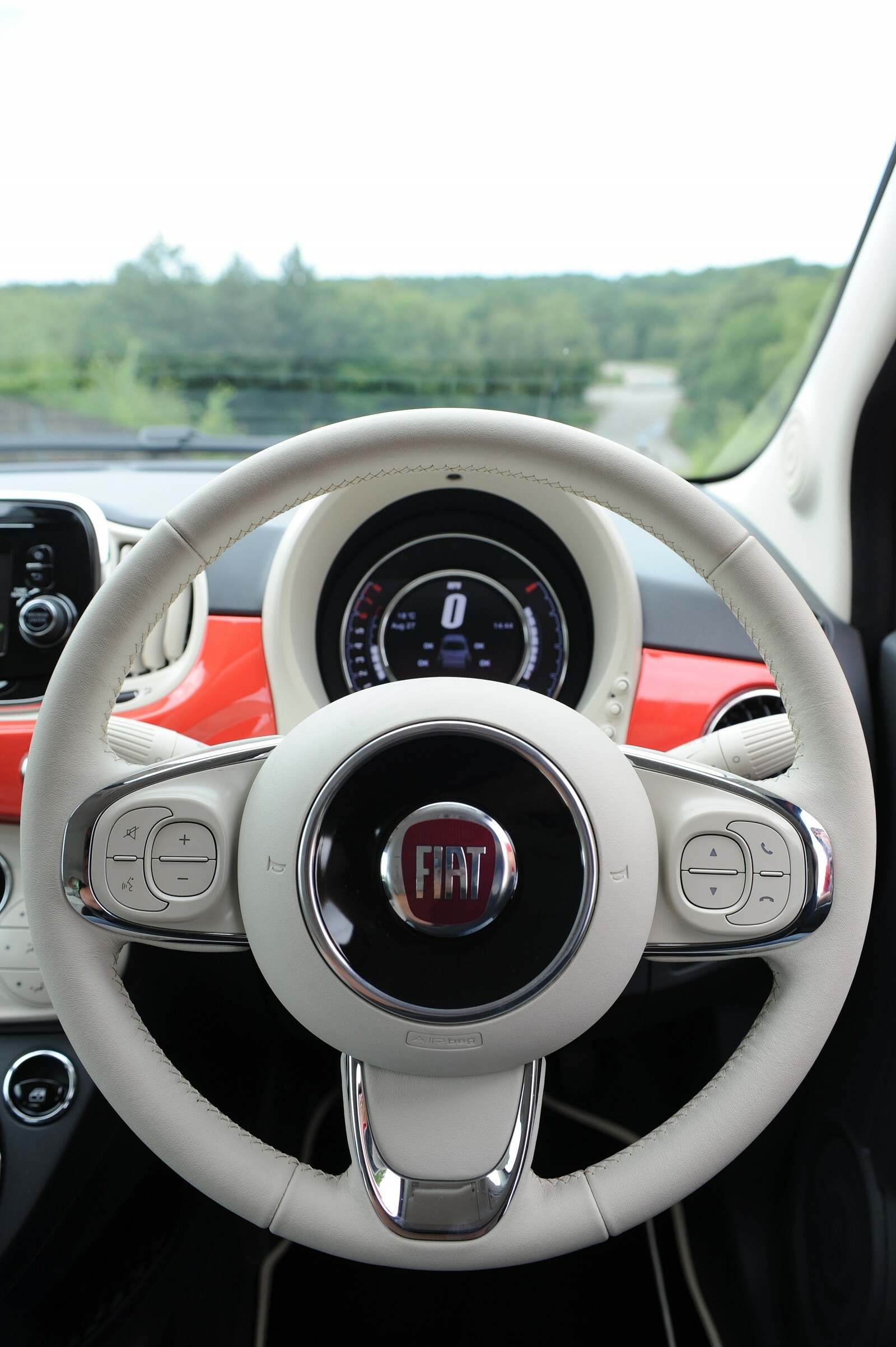 Luxury Fiat, Stylish steering wheel, High-quality imagery, Italian automotive design, 1600x2410 HD Phone