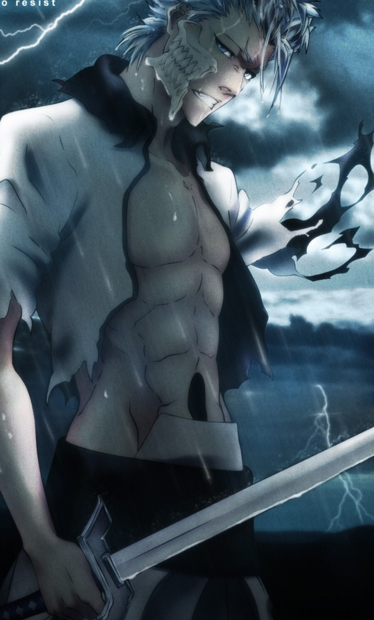 Grimmjow Jaggerjack, Anime protagonist, Powerful Arrancar, Fierce combat, 1280x2120 HD Phone