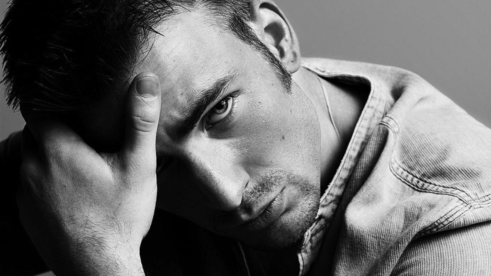 Chris Evans, Movies, Black and white, Actor, 1920x1080 Full HD Desktop