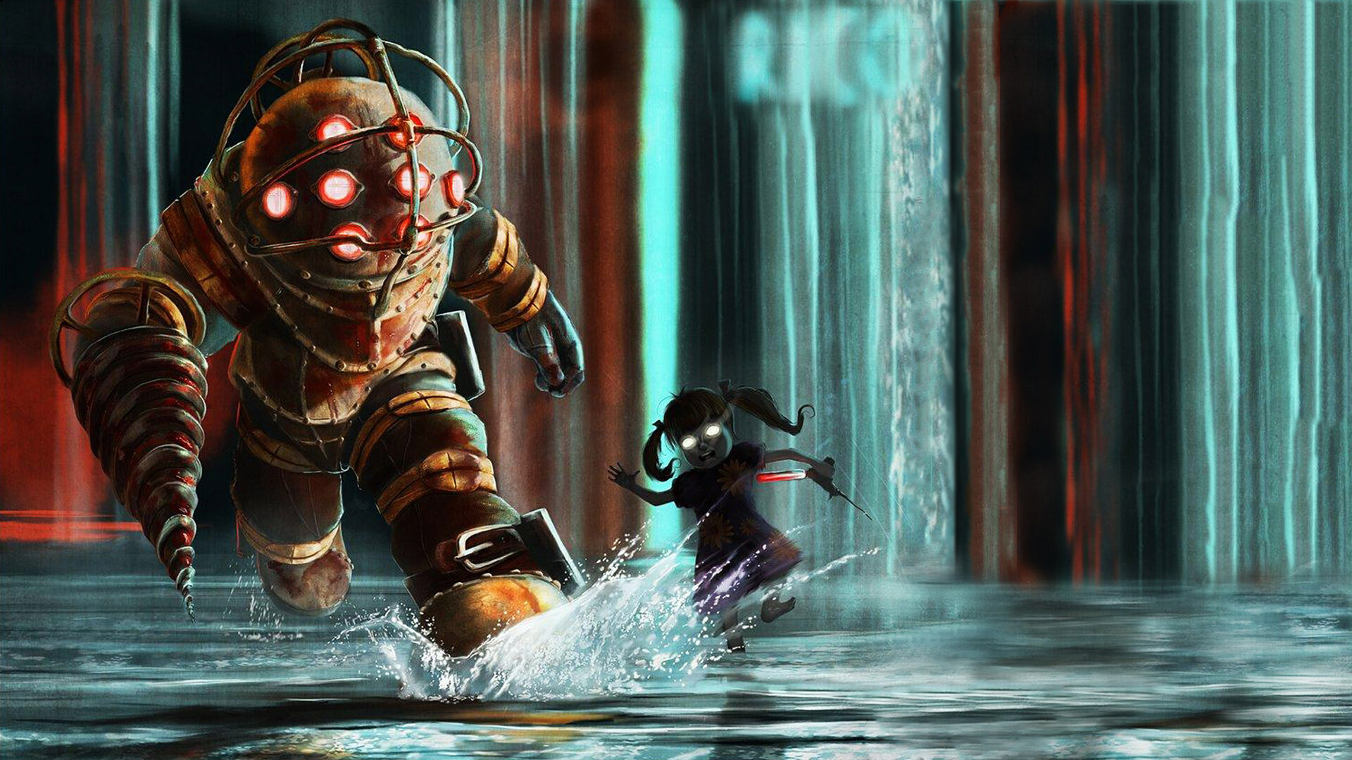 Big Daddy and Little Sister, BioShock Wallpaper, 1920x1080 Full HD Desktop