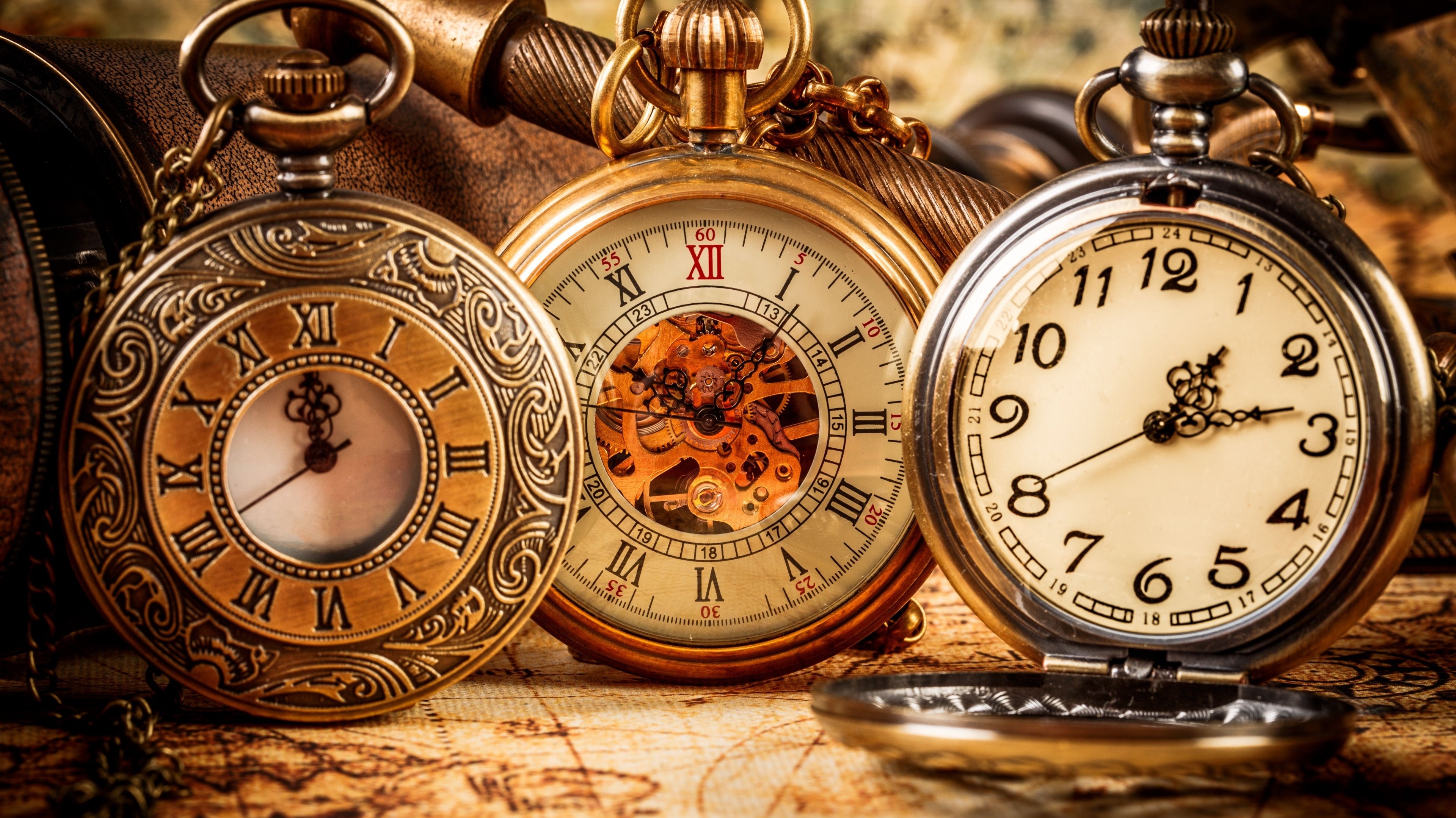 Pocket watch, Clock Wallpaper, 3840x2160 4K Desktop