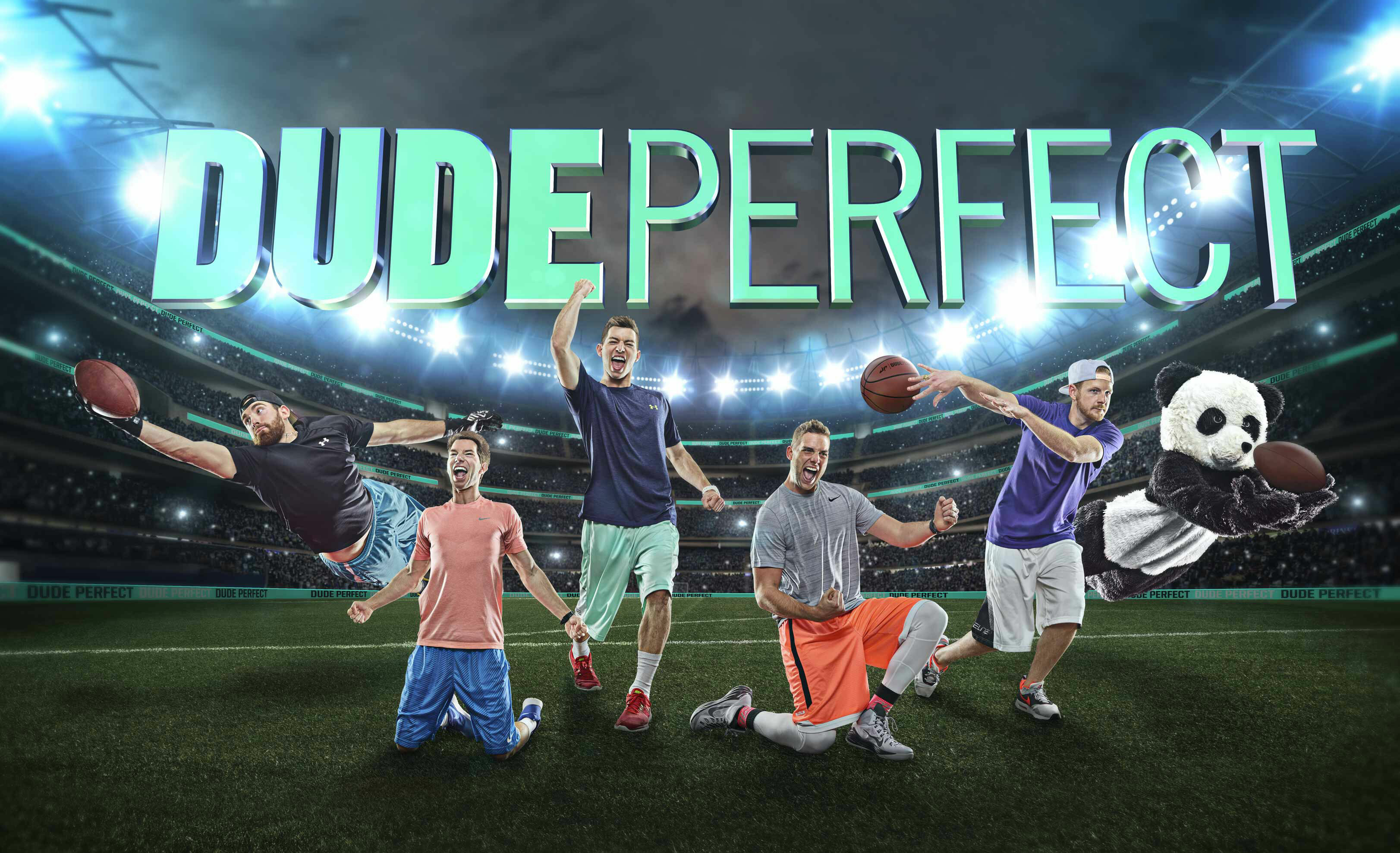 Dude Perfect, Sports entertainment, Emblem logo, Sarah Cunningham post, 3250x1980 HD Desktop