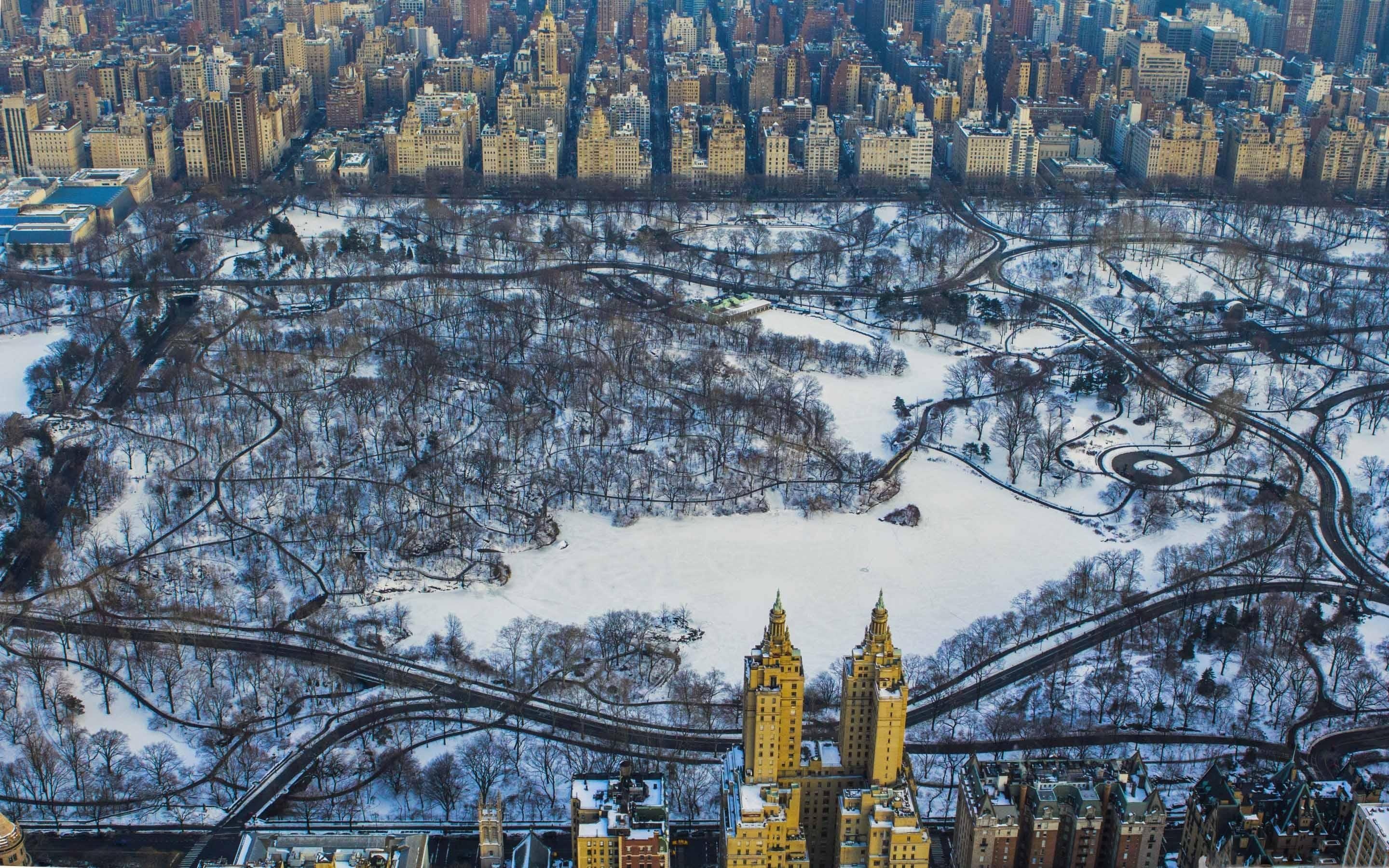 Central Park, Winter, City park, Wallpapers, 2880x1800 HD Desktop