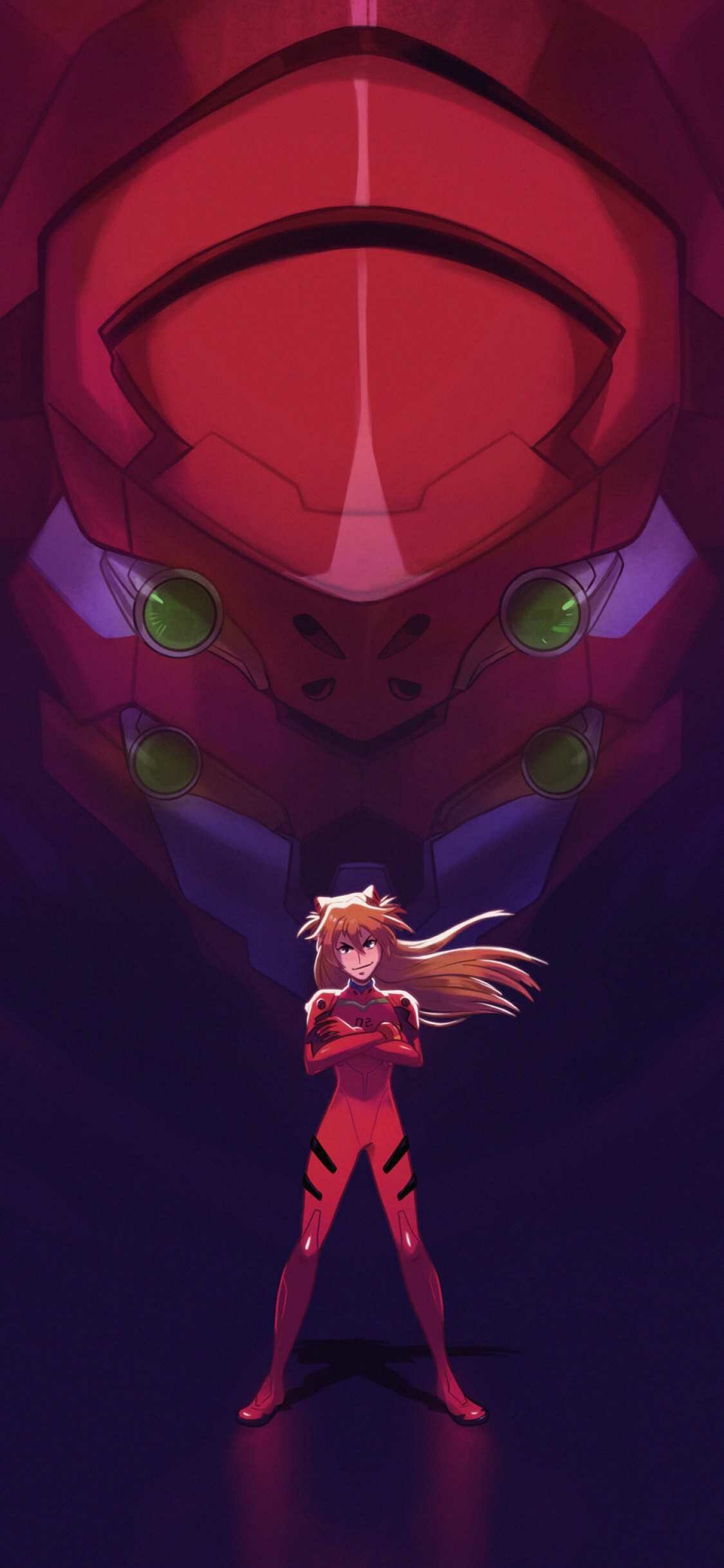 Asuka and Eva 02, Neon Genesis Evangelion Wallpaper, 1130x2440 HD Phone