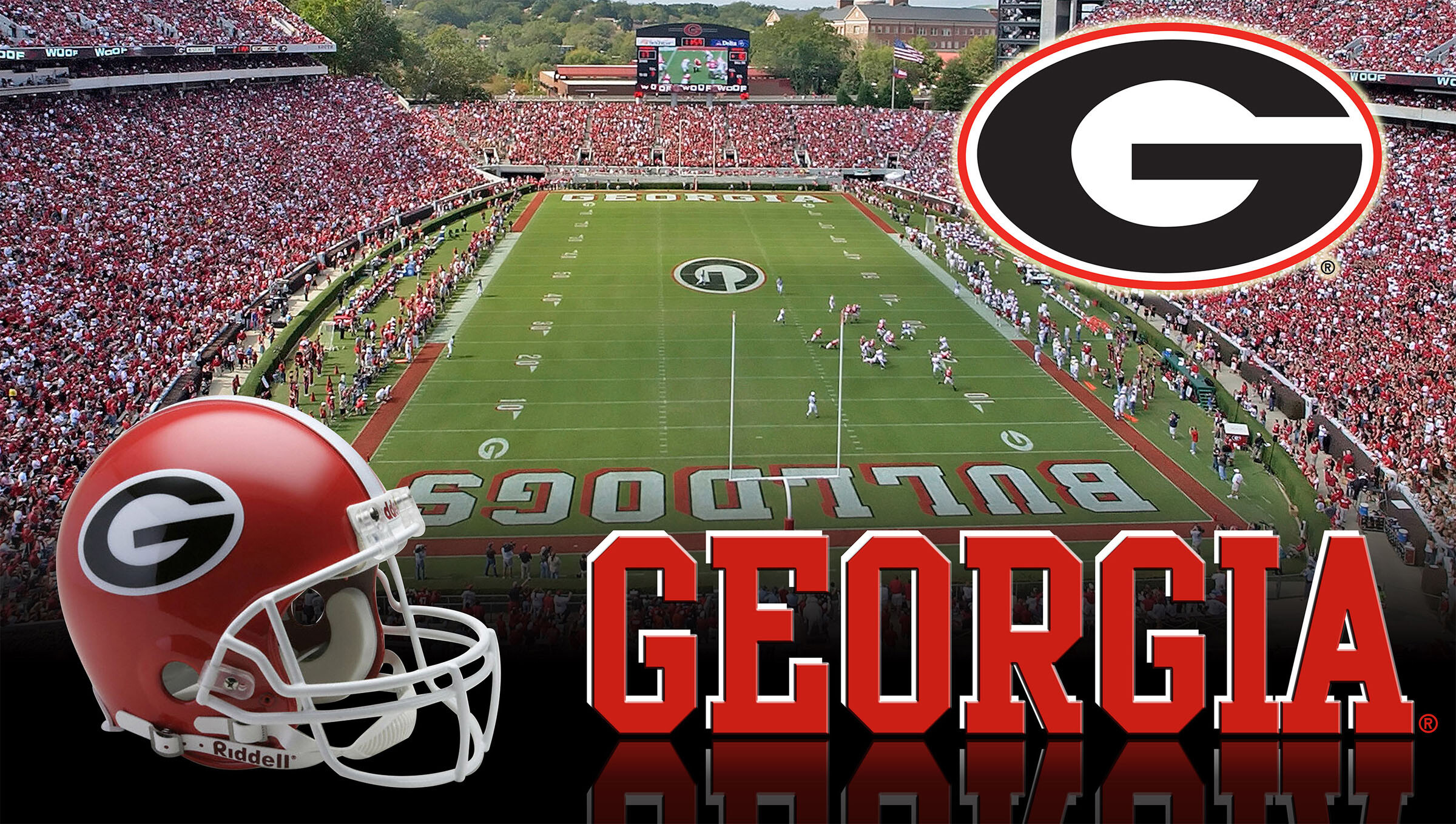 Georgia Bulldogs logo, HD wallpapers, College football, Team pride, 2400x1360 HD Desktop