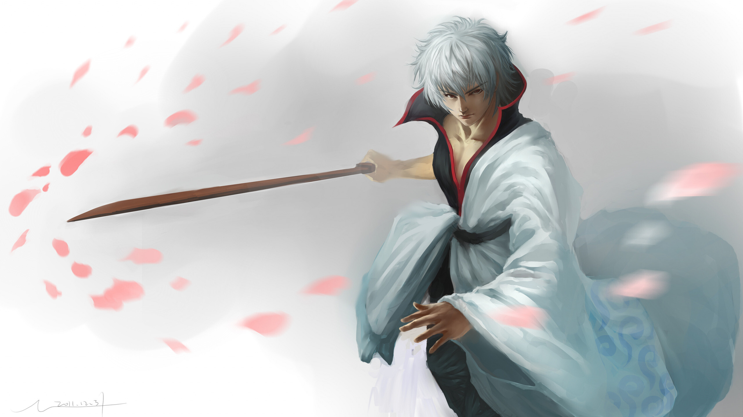 Gintoki Sakata, Silver-haired samurai, Comedic protagonist, Anime, 2560x1440 HD Desktop