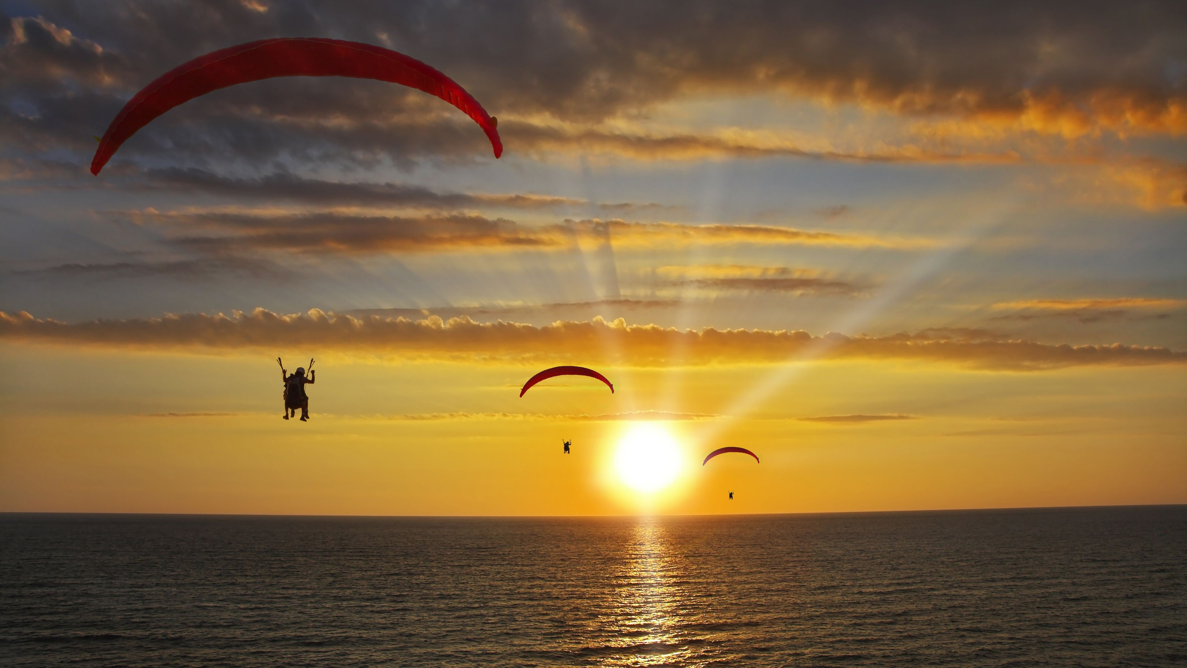 Paragliding, Operated parachutes, Sea android, Storm, 3840x2160 4K Desktop