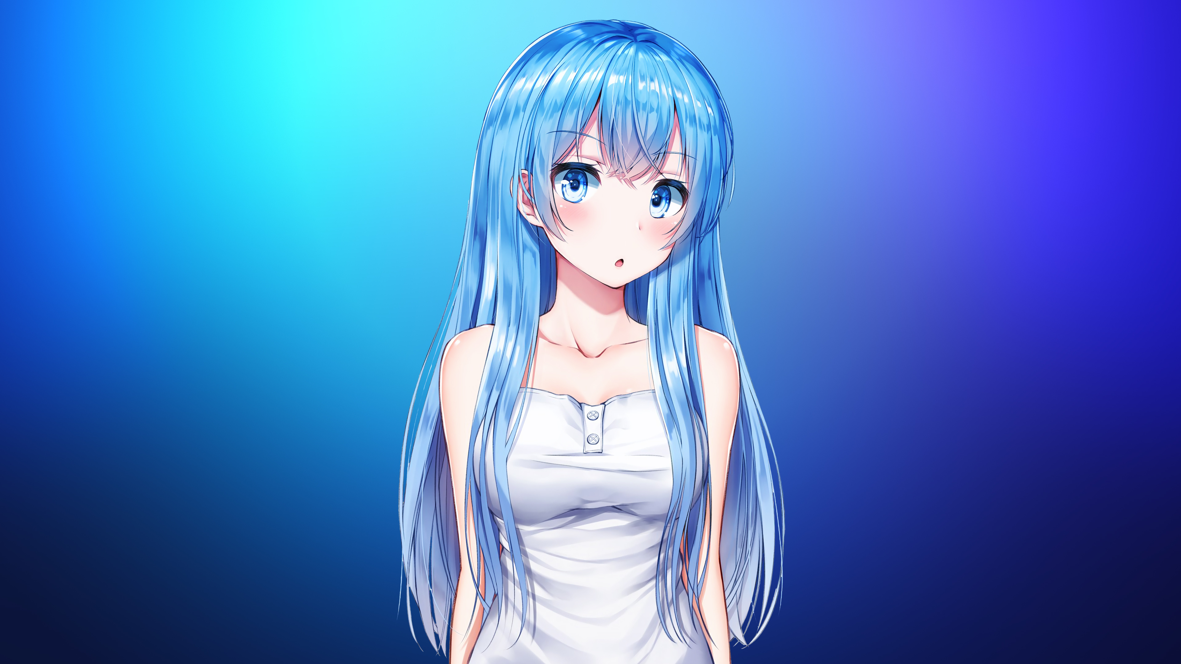 Blue Hair, Anime Girl, Original, 4K, Artistic, 3840x2160 4K Desktop