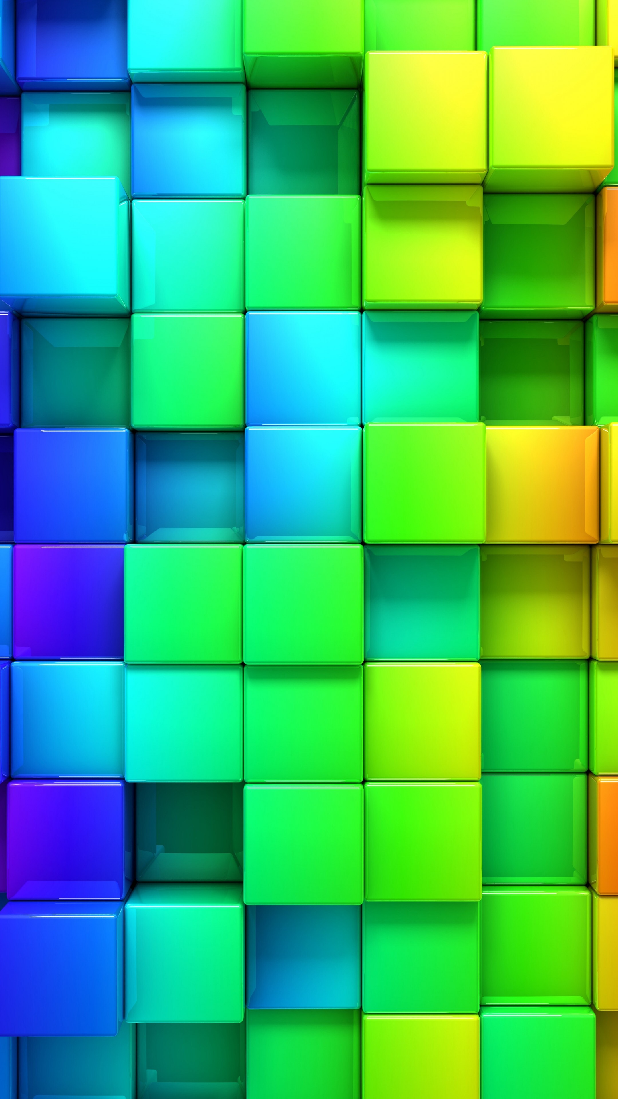 Cube Blocks Wallpaper, 4K Resolution, Abstract Design, Colorful Spectrum, 2160x3840 4K Phone