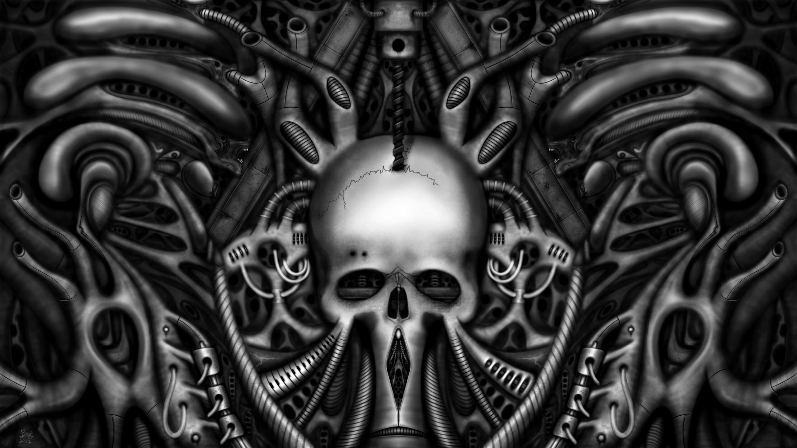 H.R. Giger, Artistic genius, Dark aesthetics, Profound imagination, 2560x1440 HD Desktop