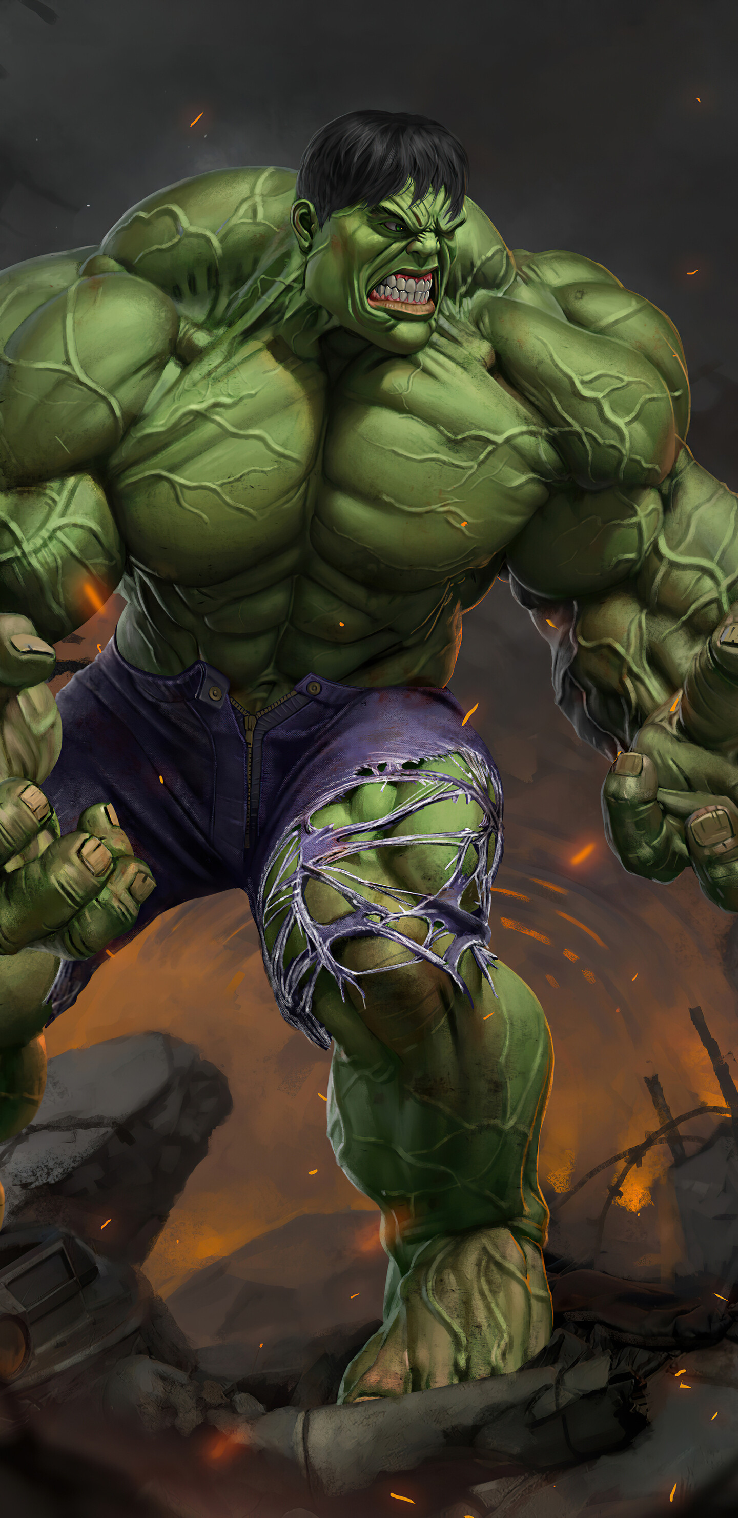 Artwork, Hulk Wallpaper, 1440x2960 HD Phone