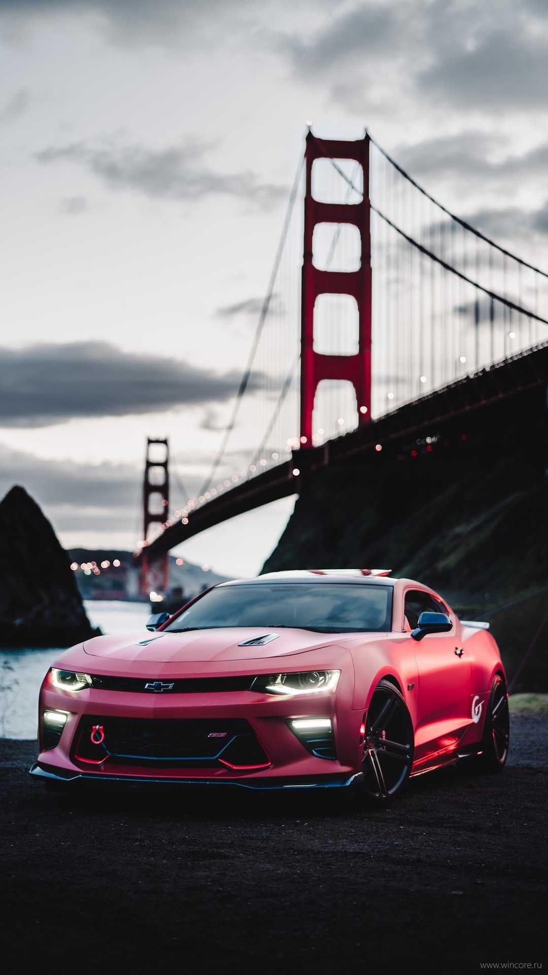 Golden Gate, Chevrolet Camaro Wallpaper, 1080x1920 Full HD Phone