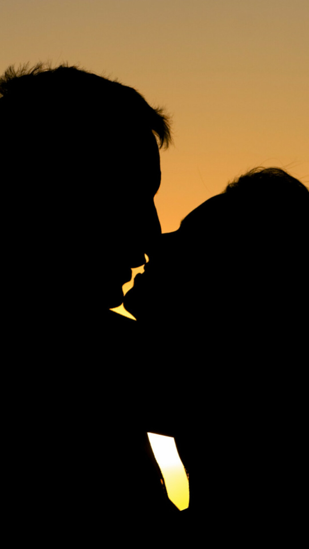 Dreamy sunset kiss, Facebook cover art, Romantic silhouette, Majestic view, 1080x1920 Full HD Phone