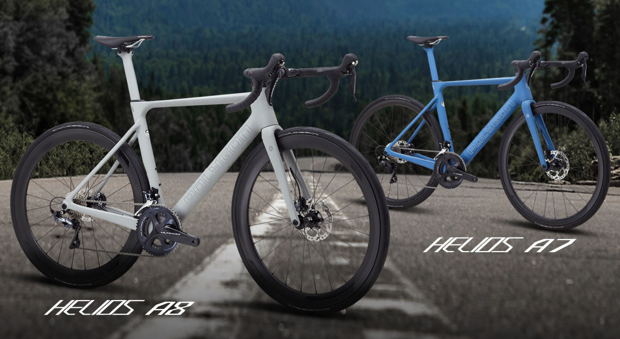 Helios A8 and Helios A7, Polygon Bikes Wallpaper, 2050x1120 HD Desktop