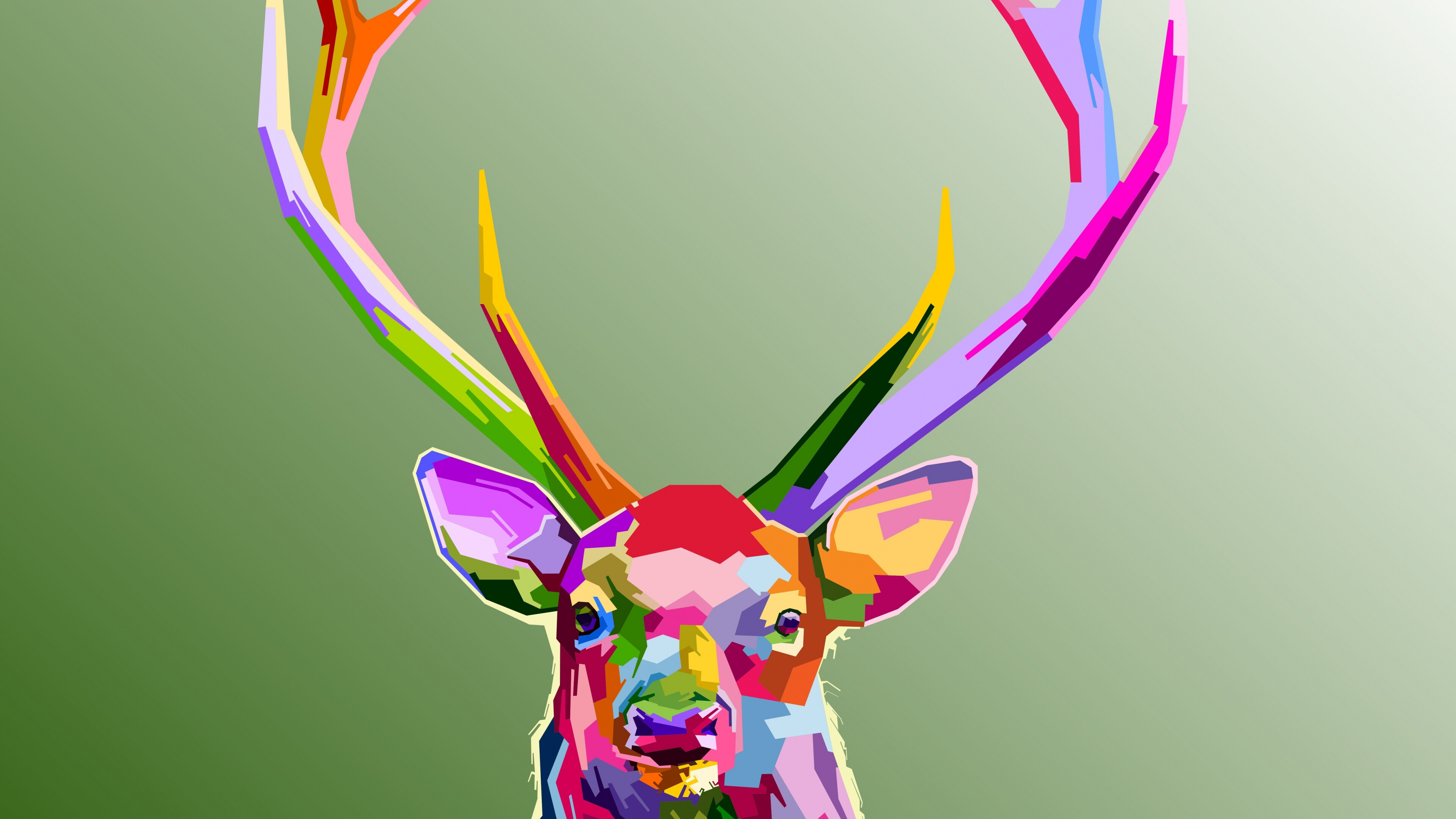 Reindeer muzzle horns, colorful art, 4K wallpaper, 3840x2160 4K Desktop