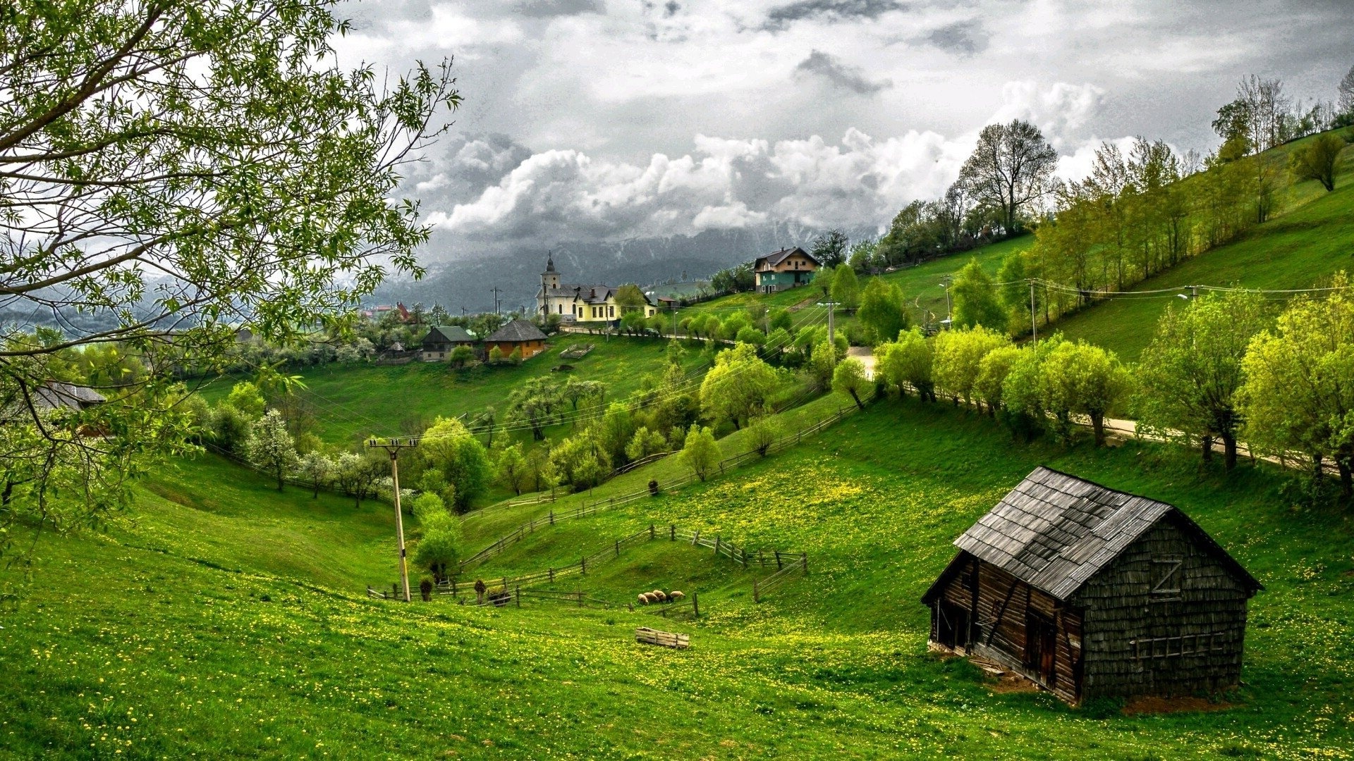 Mountain village, Majestic peaks, Remote sanctuary, Nature's retreat, 1920x1080 Full HD Desktop