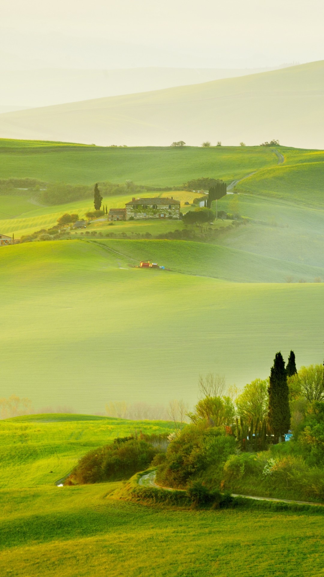 European countryside, Foggy fields, Italy's allure, 5K nature wallpaper, 1080x1920 Full HD Phone