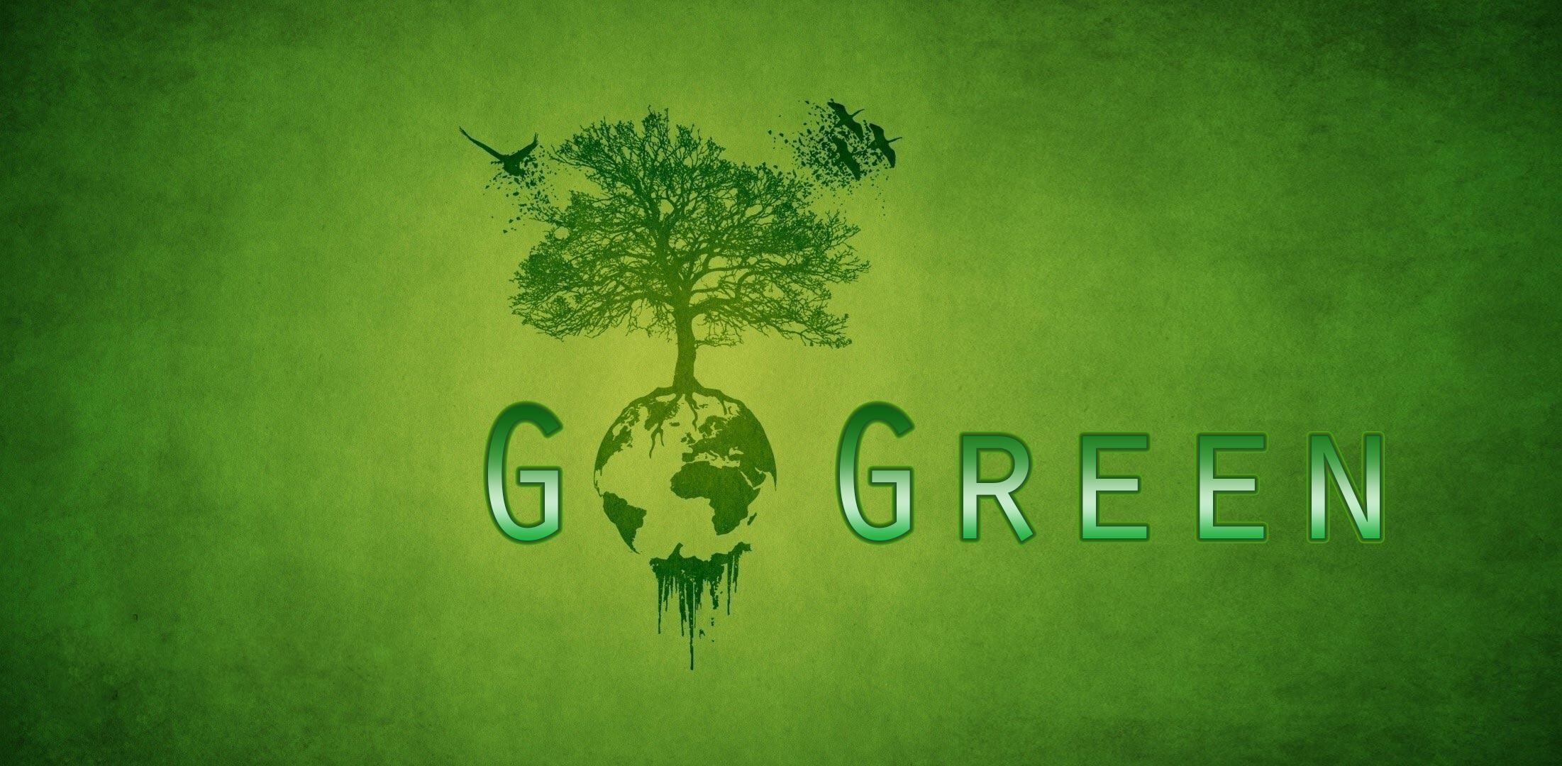 Go Green wallpapers, Environmental focus, Conservation awareness, Earth's protection, 2210x1080 Dual Screen Desktop