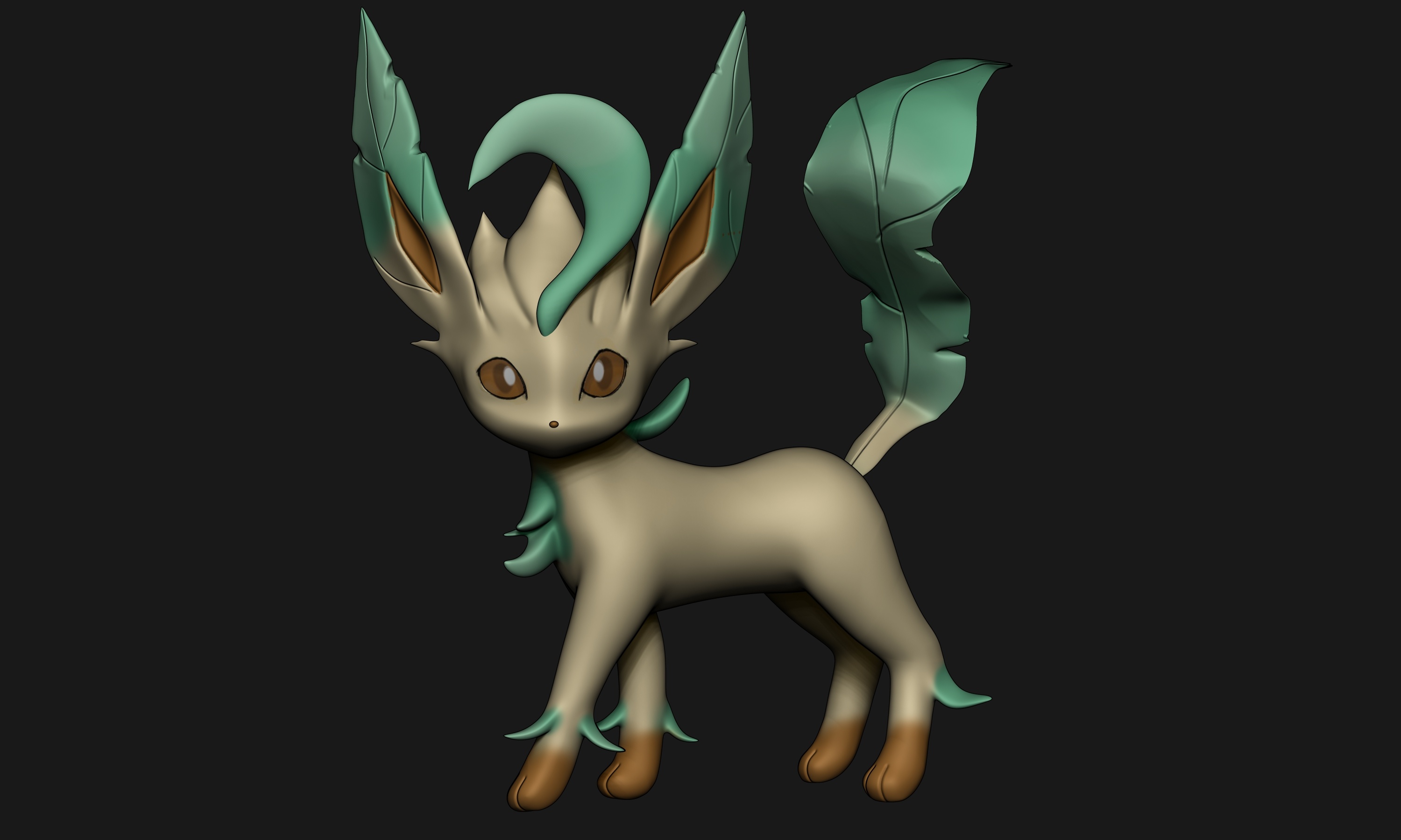 Obj file, Pokemon Leafeon, 3D printer, 3000x1800 HD Desktop