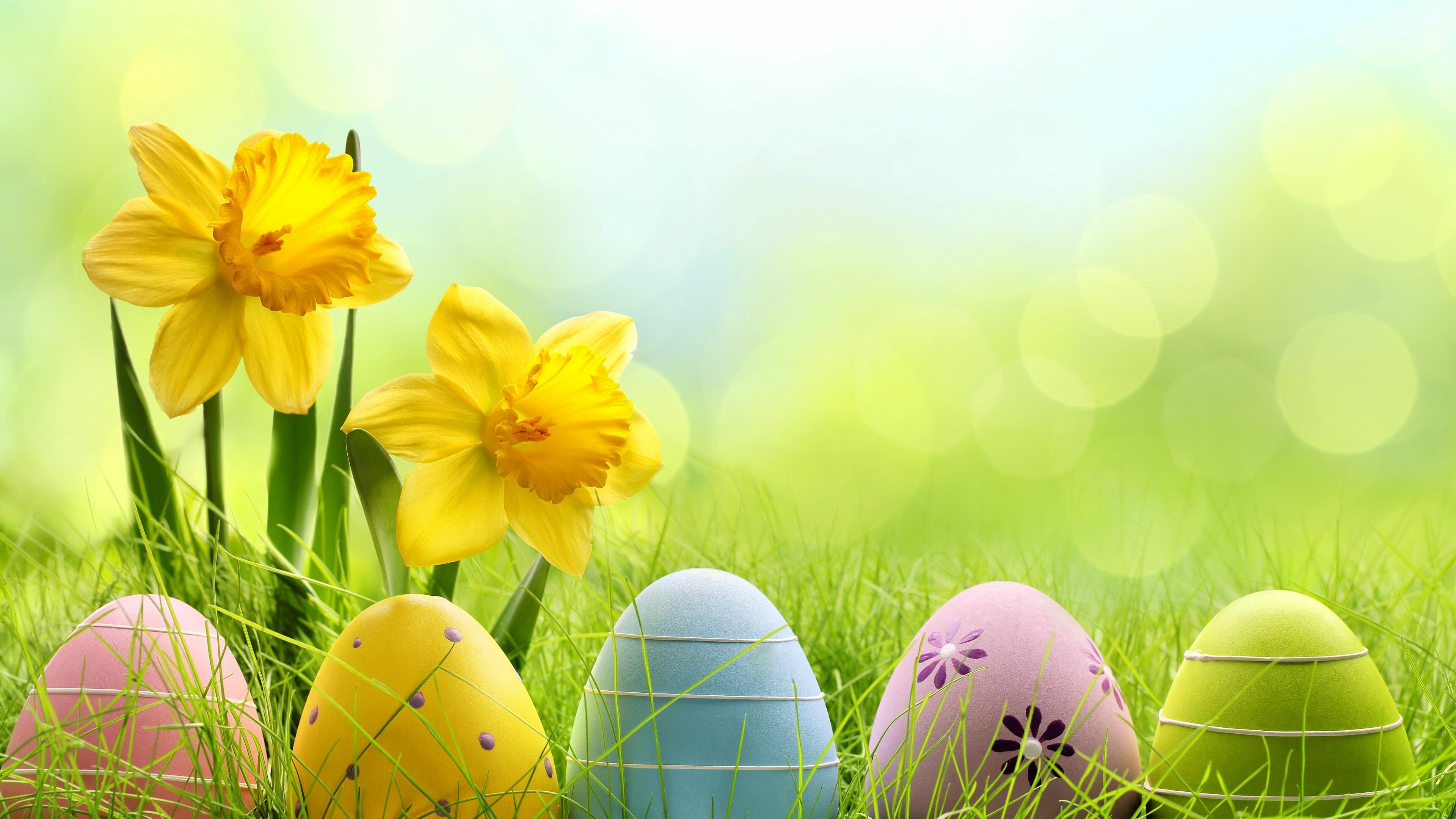 Easter holiday, Vibrant colored eggs, Joyous celebrations, Festive atmosphere, 3840x2160 4K Desktop