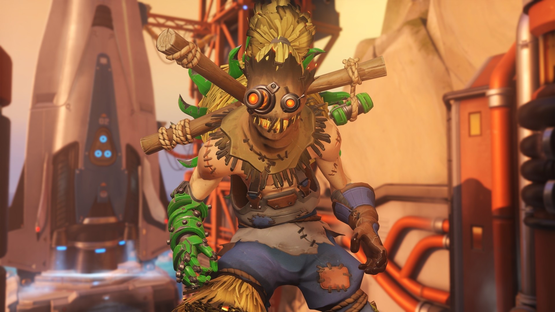 Scarecrow Junkrat, Airborn Studios, Overwatch concept art, Unique design, 1920x1080 Full HD Desktop