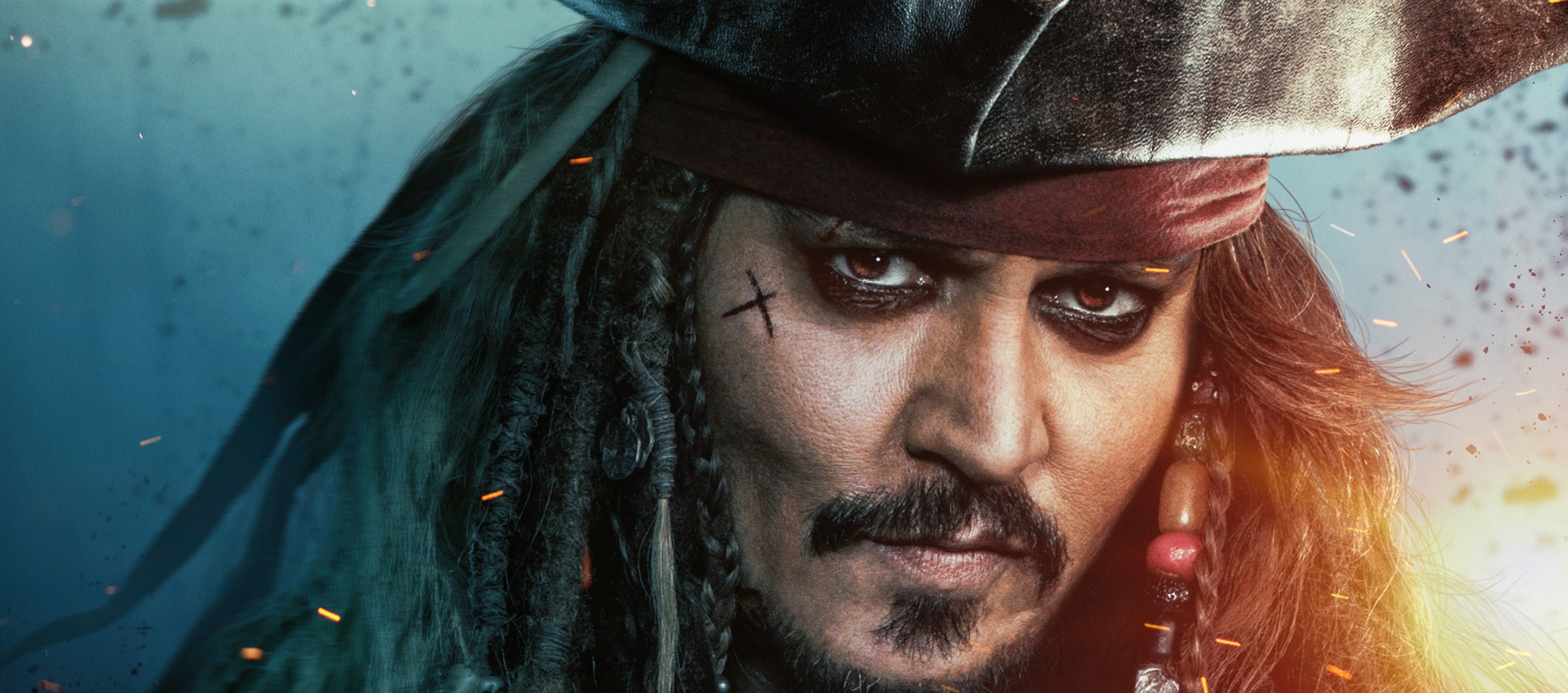 Captain Jack Sparrow, Johnny Depp Wallpaper, 3840x1700 Dual Screen Desktop