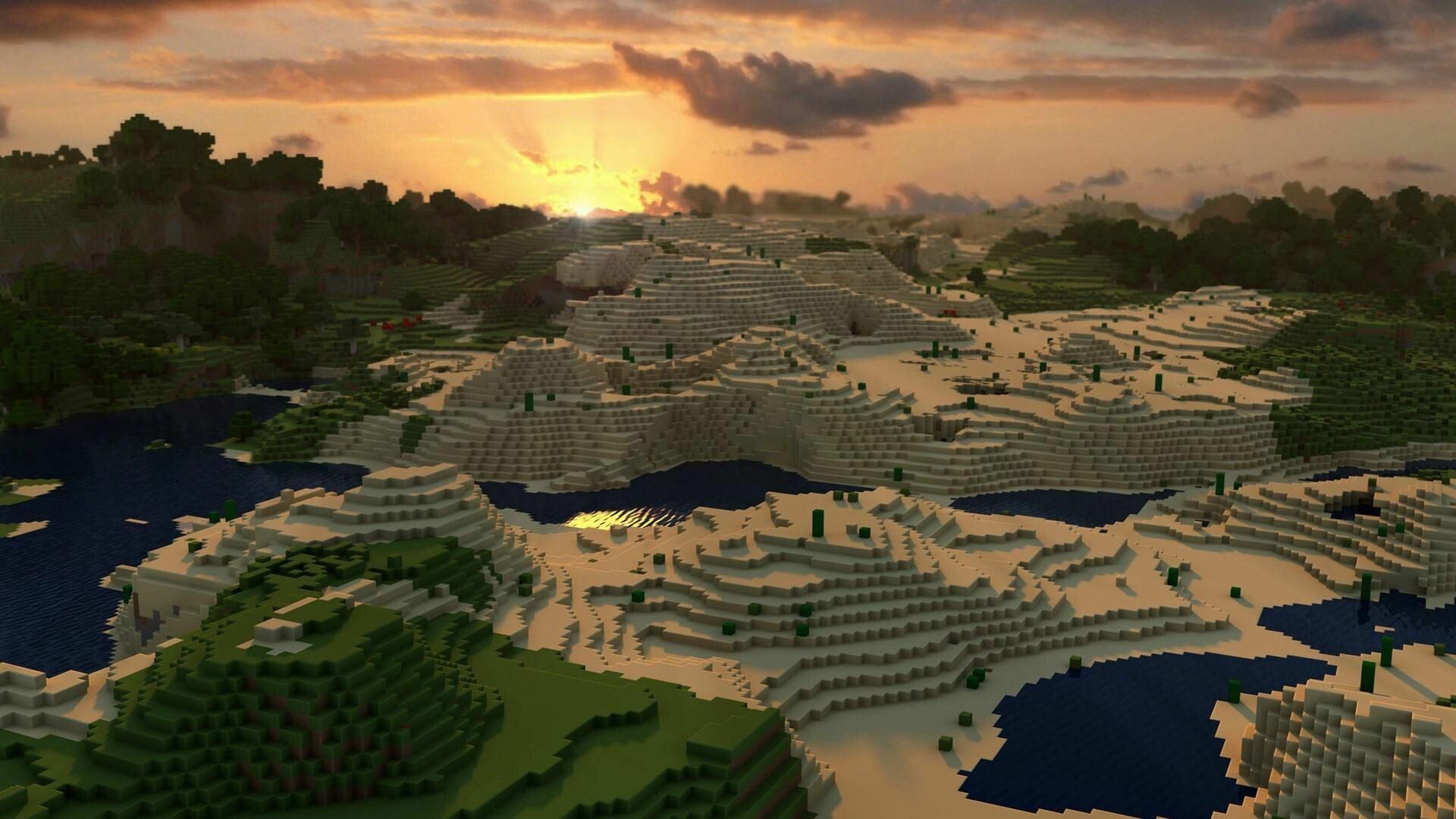 High-resolution Minecraft wallpaper, Gaming inspiration, Sunset scenery, Adorable visuals, 1920x1080 Full HD Desktop