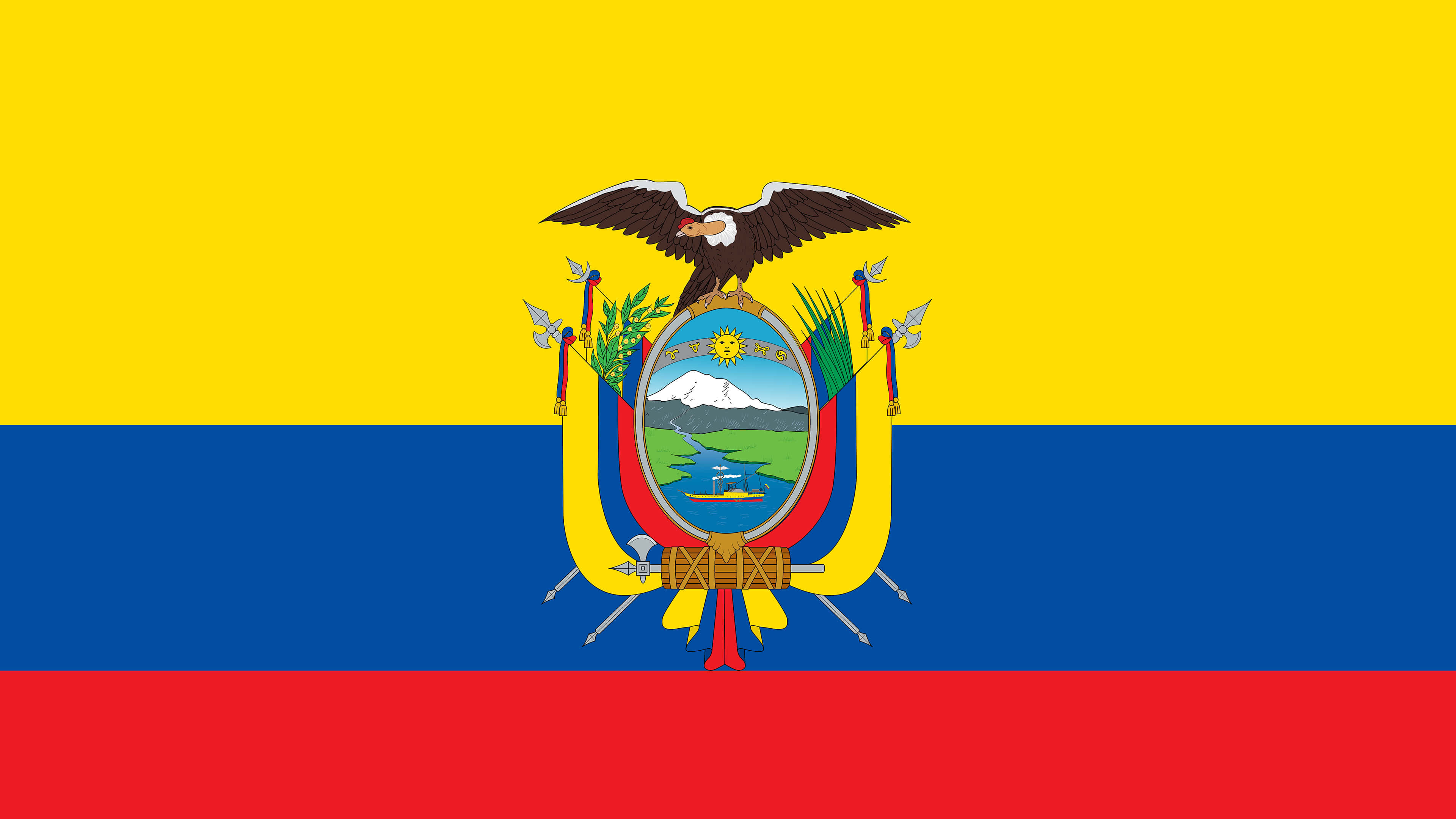 Ecuador flag, Ultra HD, 4k wallpaper, National symbol, 3840x2160 4K Desktop