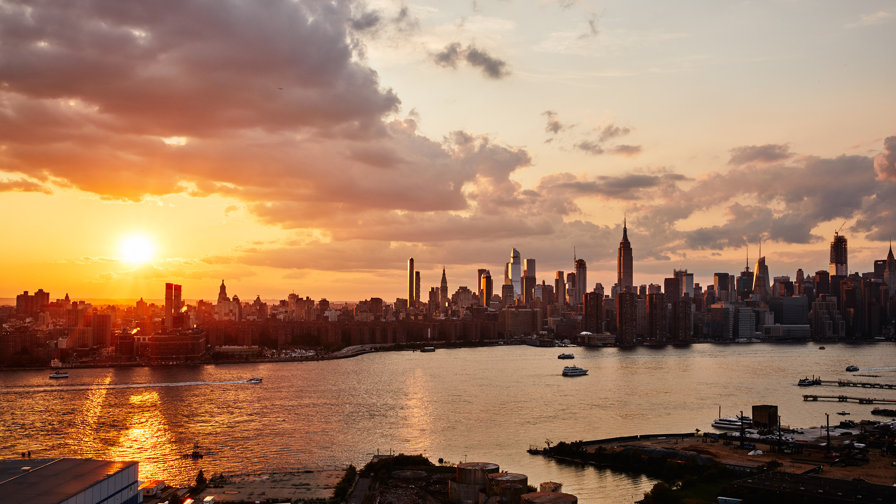 The East River, New York Sunset Wallpaper, 3000x1690 HD Desktop