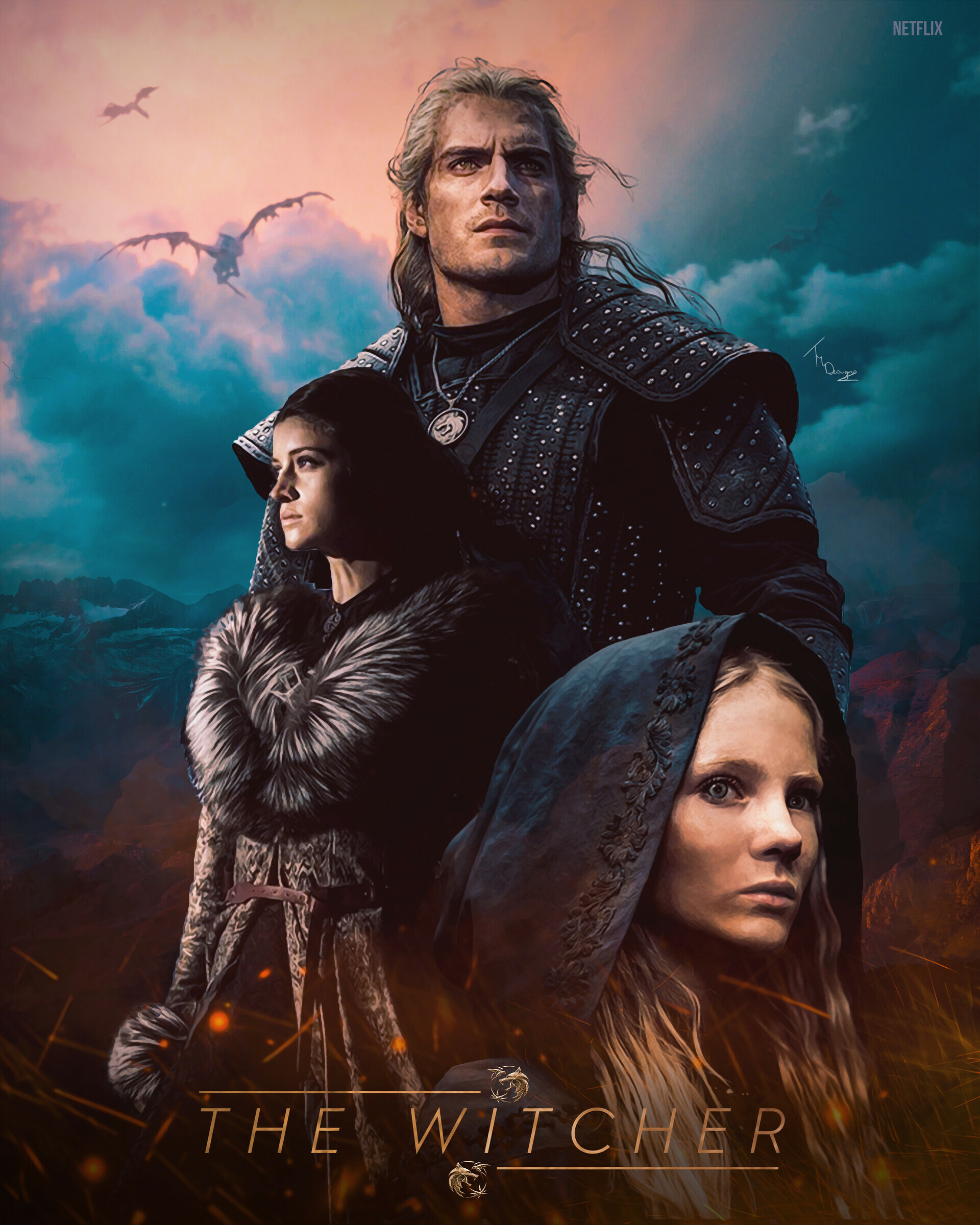 The Witcher series, Fan-made poster, Artistic interpretation, Creative tribute, 1920x2400 HD Phone