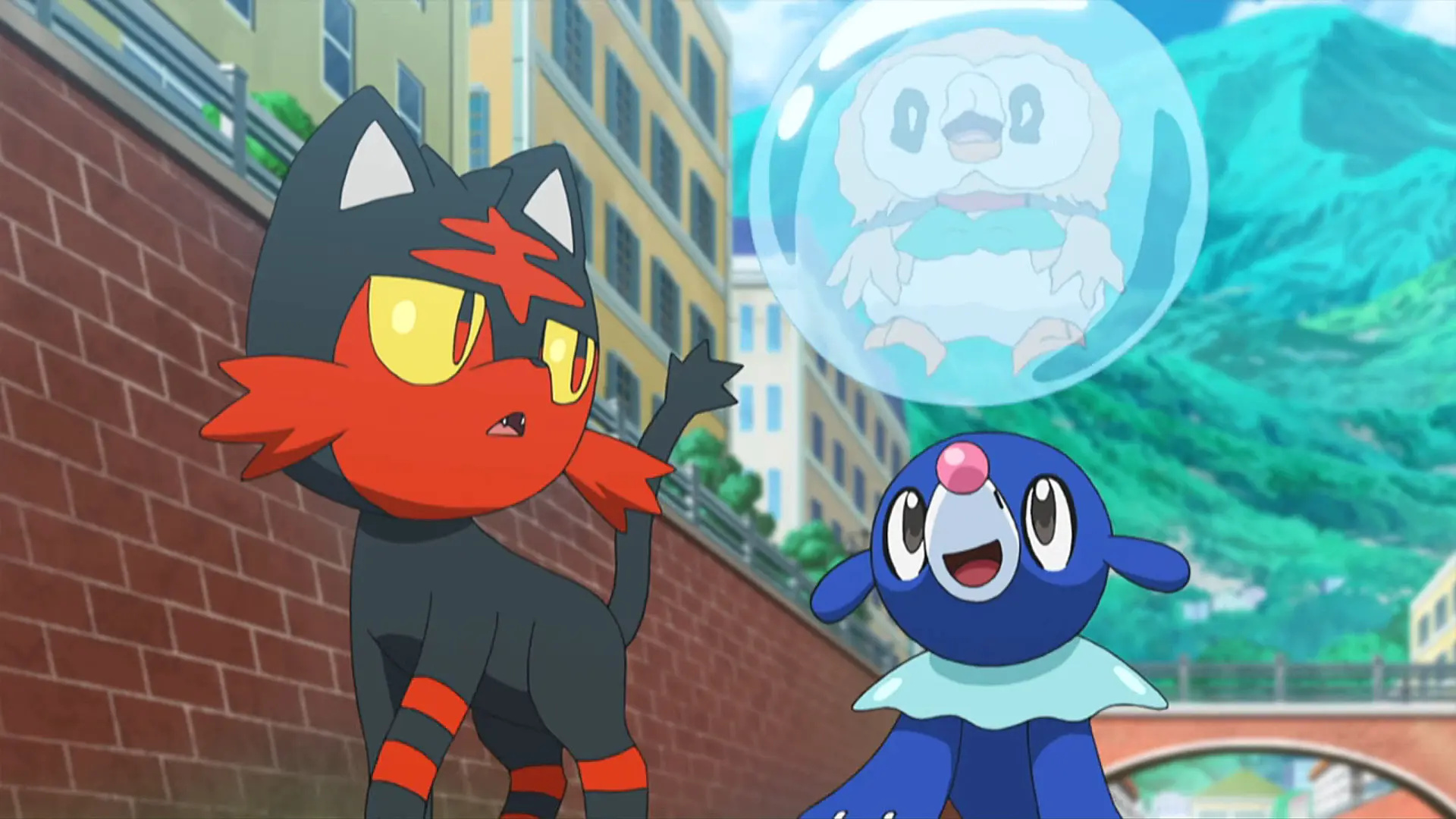 Litten, Pokemon anime, Initial starters, Popplio, 1920x1080 Full HD Desktop