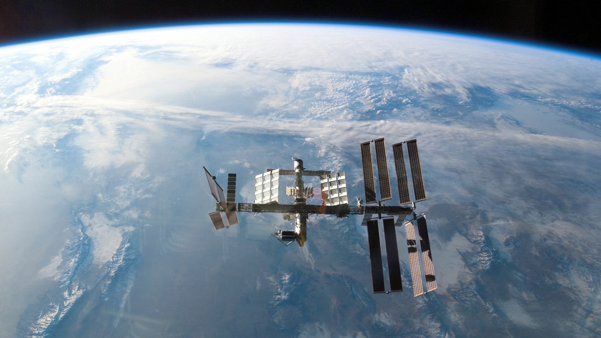 International Space Station, Planetary view, Space wallpapers, Astronomical wonder, 2400x1350 HD Desktop