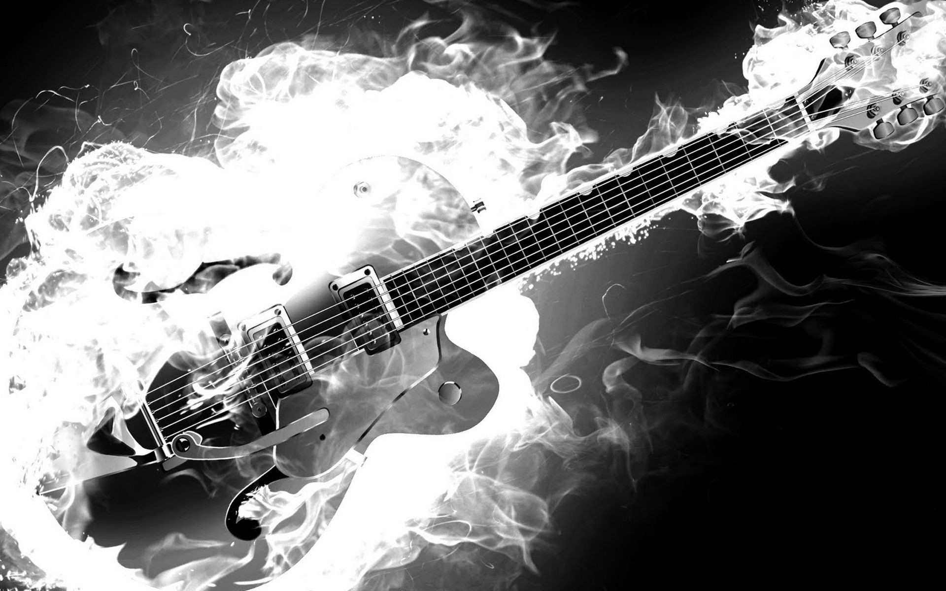 Monochrome, Guitars on Fire Wallpaper, 1920x1200 HD Desktop