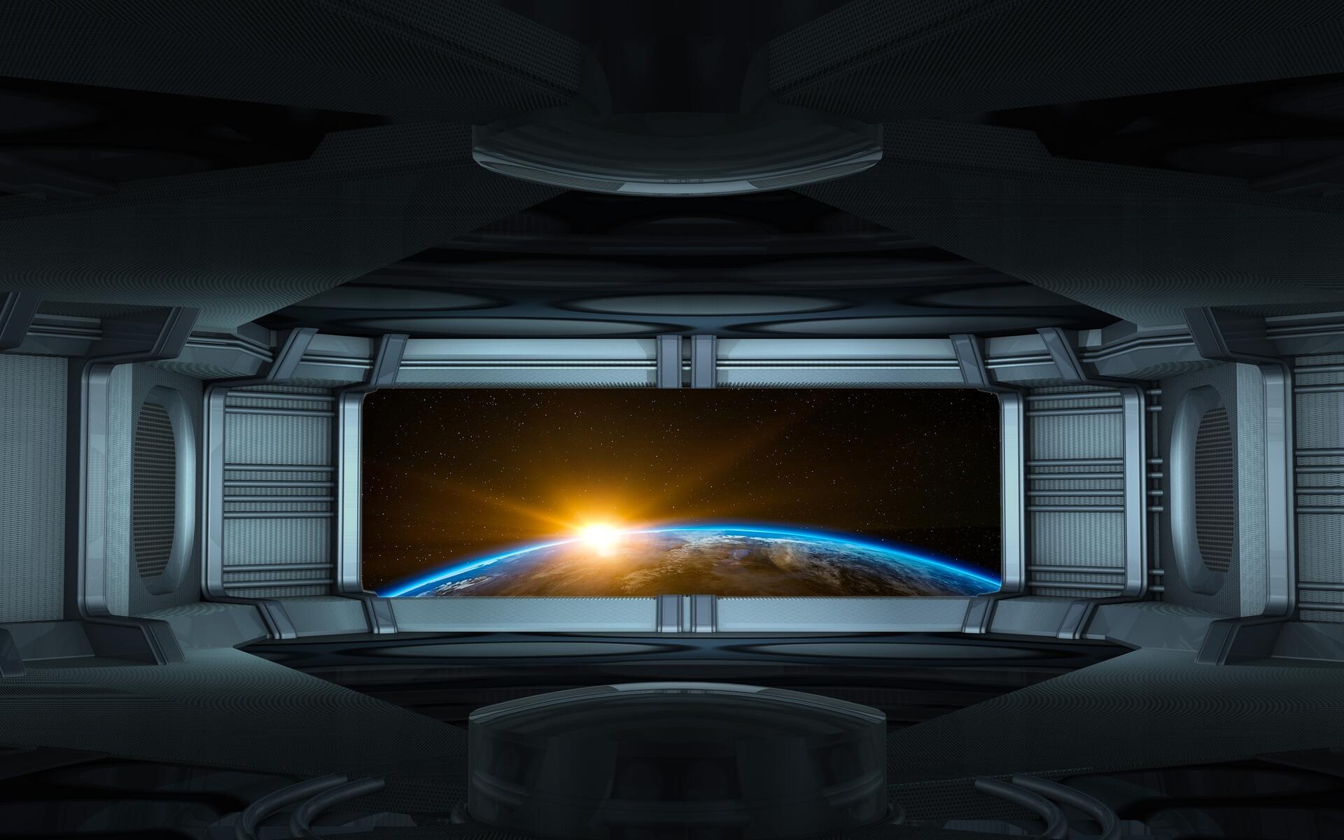 Sunrise in Space, Inside a Spaceship Wallpaper, 1920x1200 HD Desktop