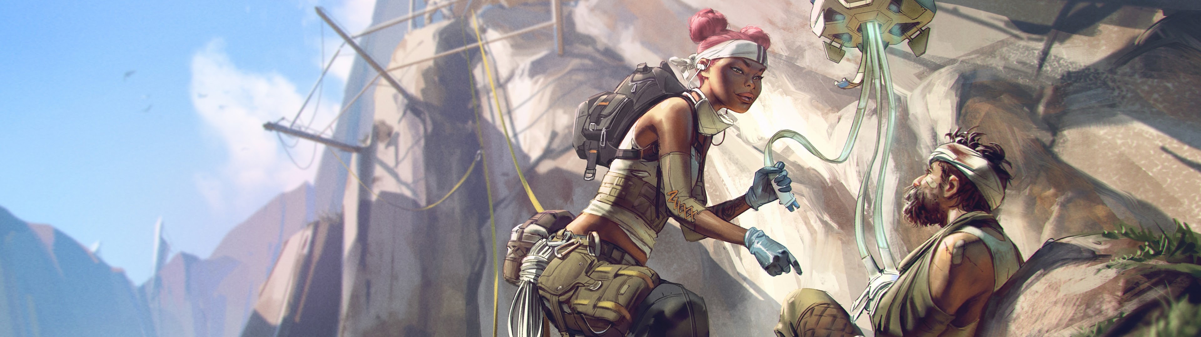 Apex Legends, Lifeline's artistry, 4k wallpaper, Gaming masterpiece, 3840x1080 Dual Screen Desktop