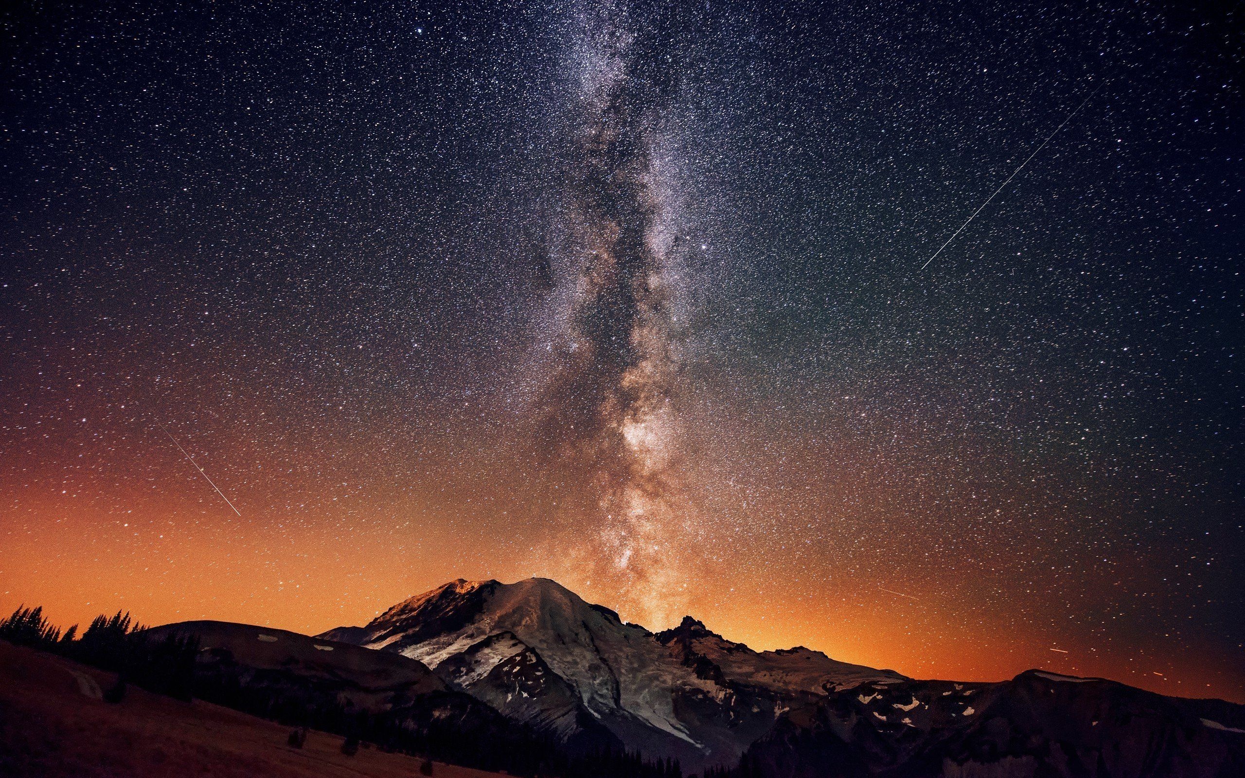 Mount Rainier, Mountain Night Wallpaper, 2560x1600 HD Desktop