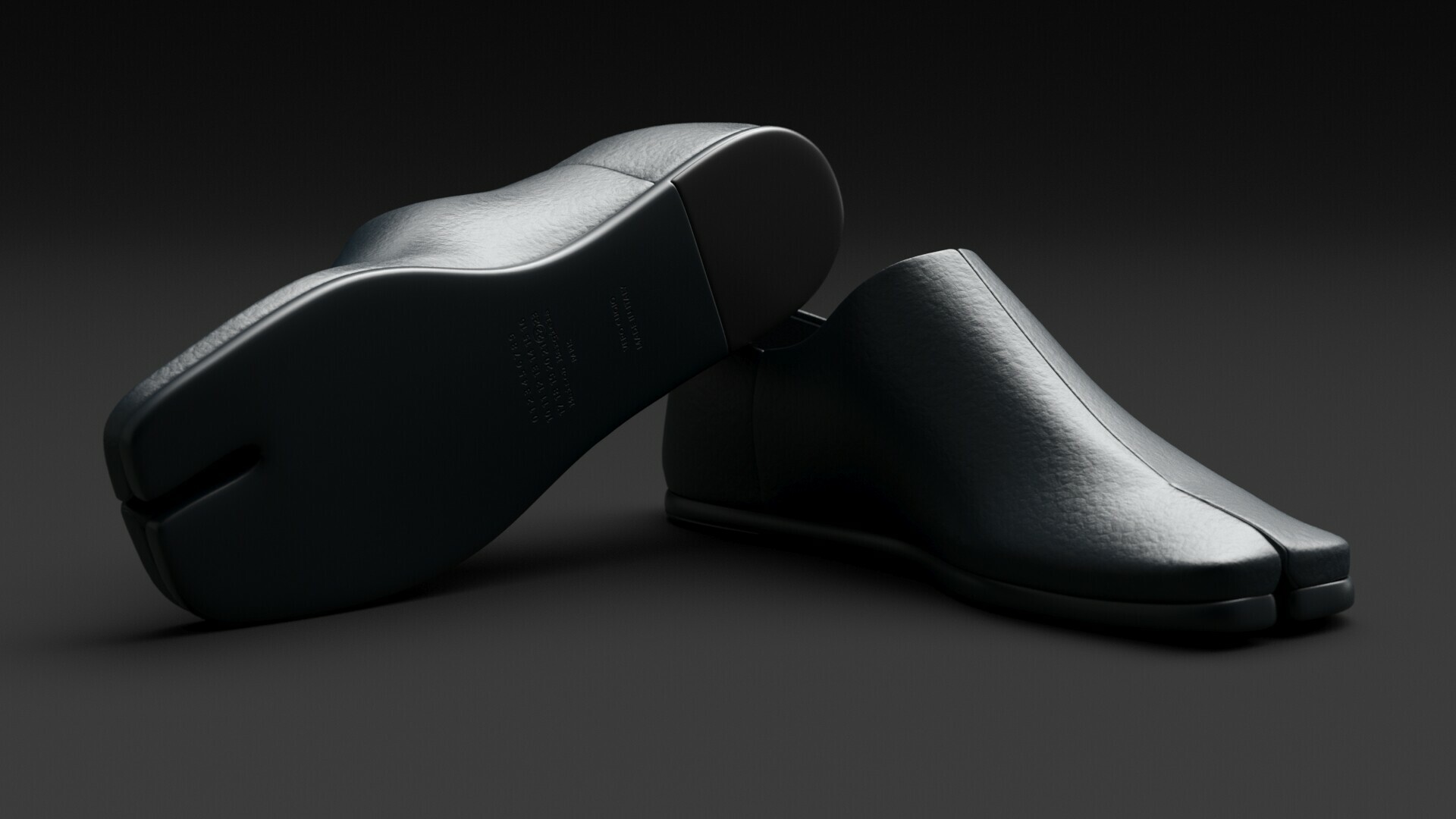 Maison Margiela, Tabi leather loafers, 3D model, Footwear design, 1920x1080 Full HD Desktop