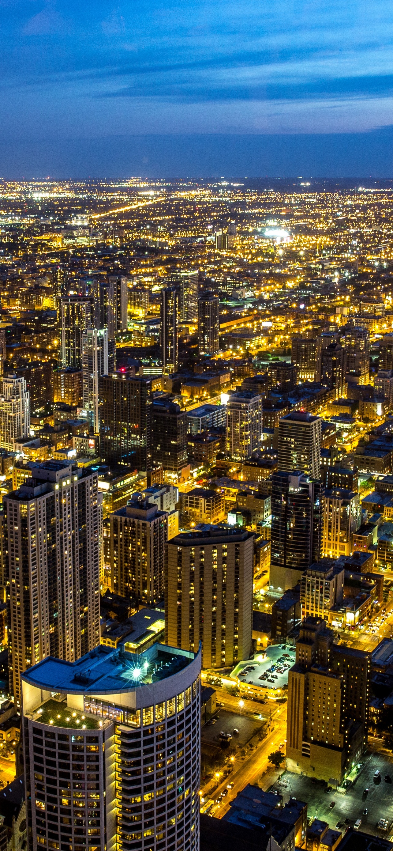 Chicago travels, 4K city skyline, Night cityscape photography, 1290x2780 HD Phone