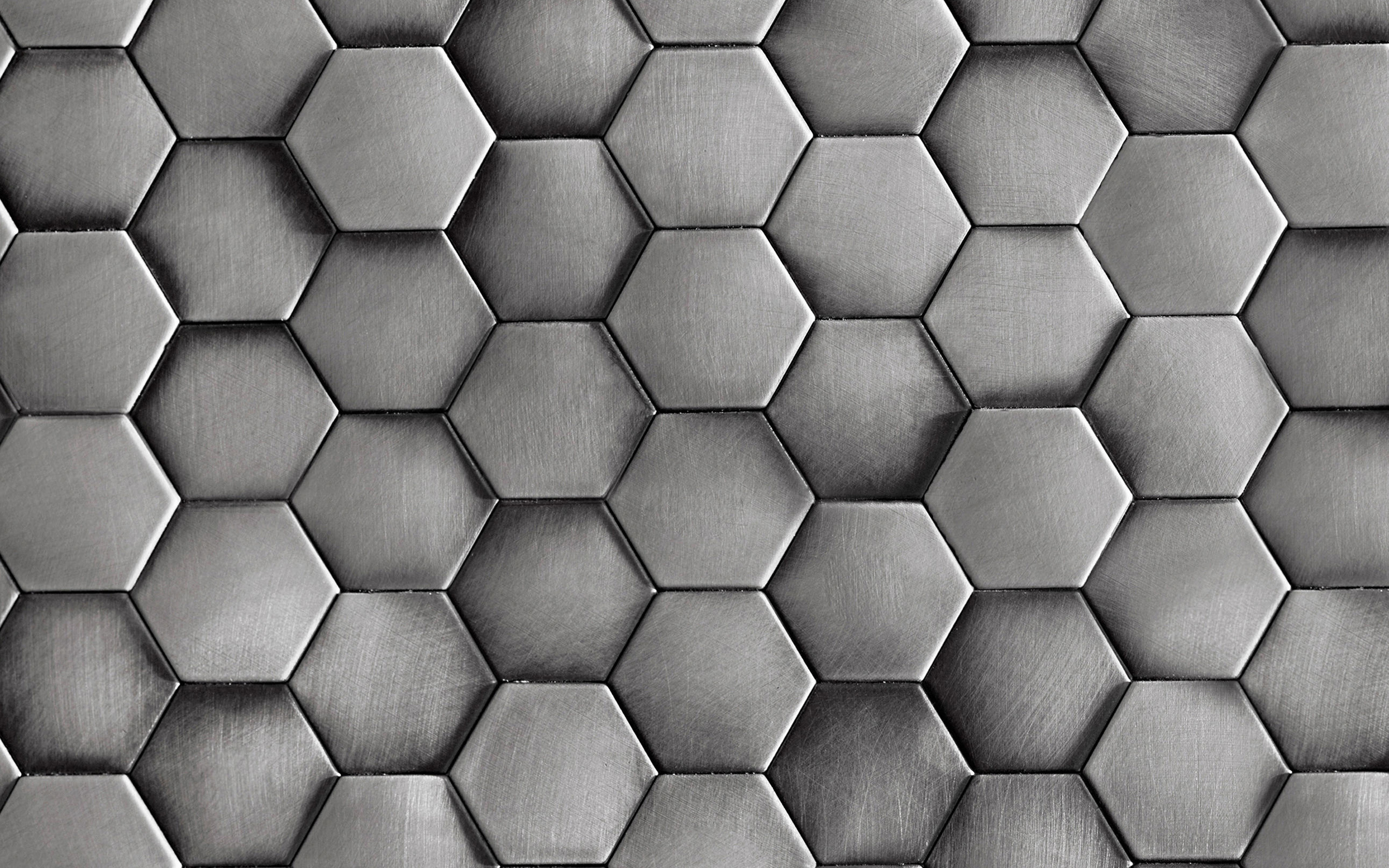 Hexagons, Metal Texture Wallpaper, 2880x1800 HD Desktop