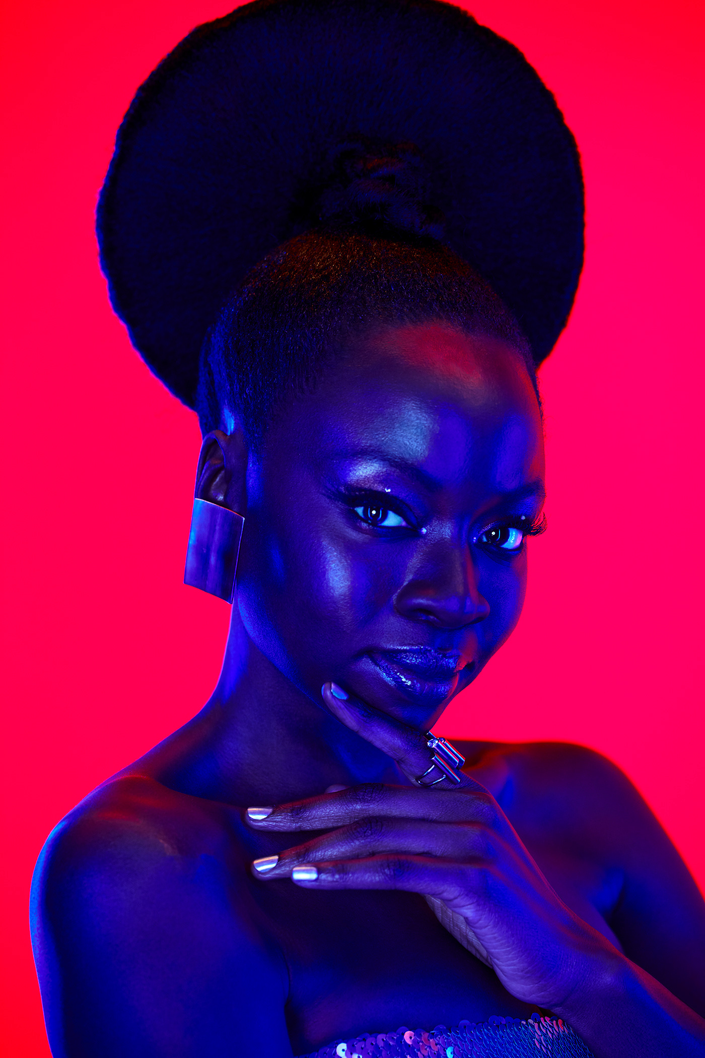 Danai Gurira, Gel light portrait, Photography campfire, 1400x2100 HD Phone