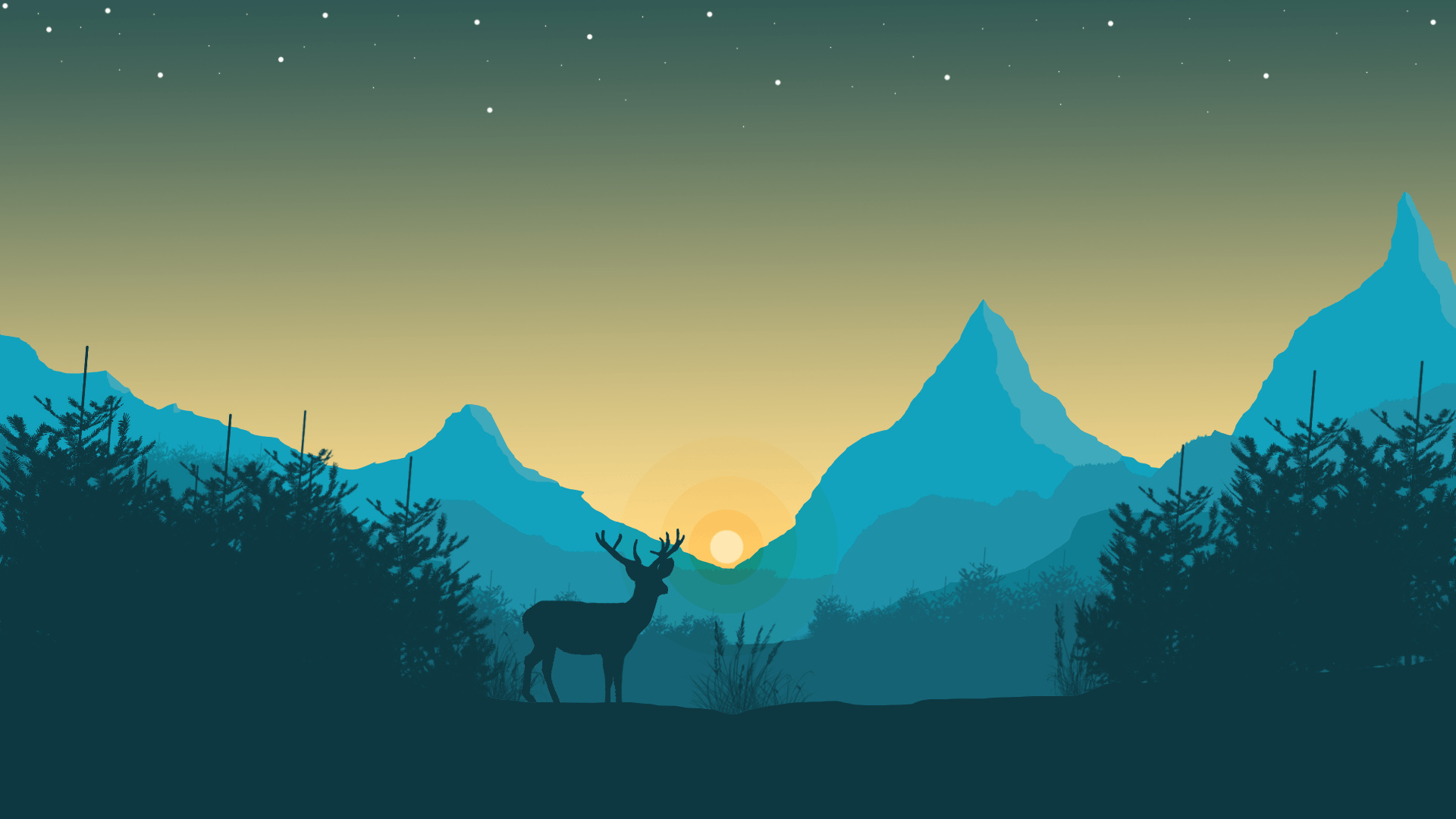 Deer, Minimalist Wallpaper, 1920x1080 Full HD Desktop