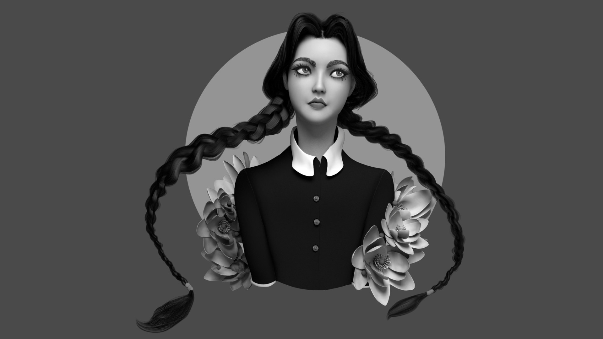 Wednesday Addams, Artistic portrayal, Miss Addams' artwork, Halloween inspiration, 1920x1080 Full HD Desktop